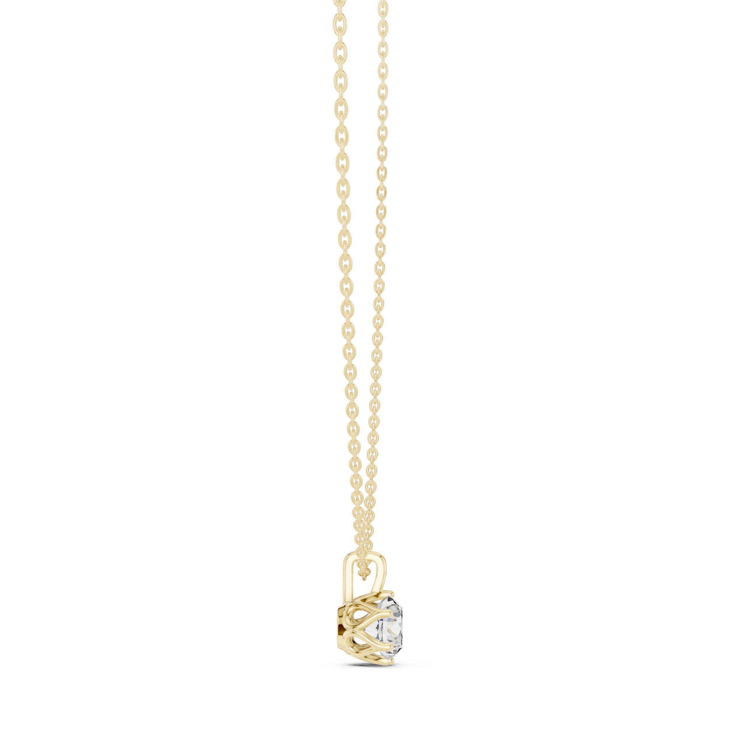 Classic Round Solitaire Pendant Necklace with Elevated Basket Setting
