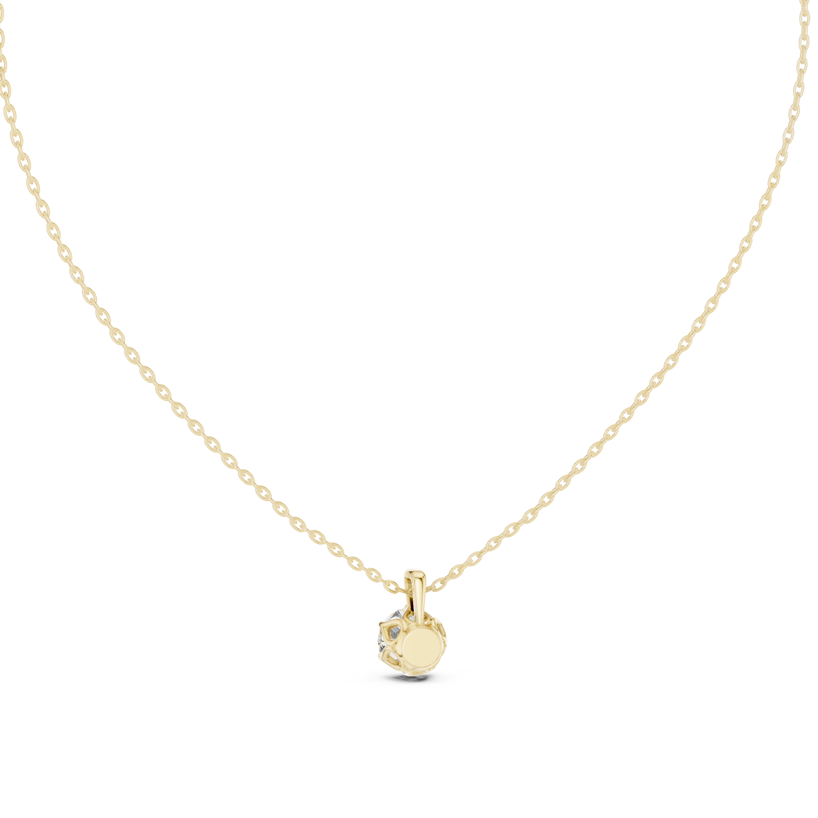 Classic Round Solitaire Pendant Necklace with Elevated Basket Setting