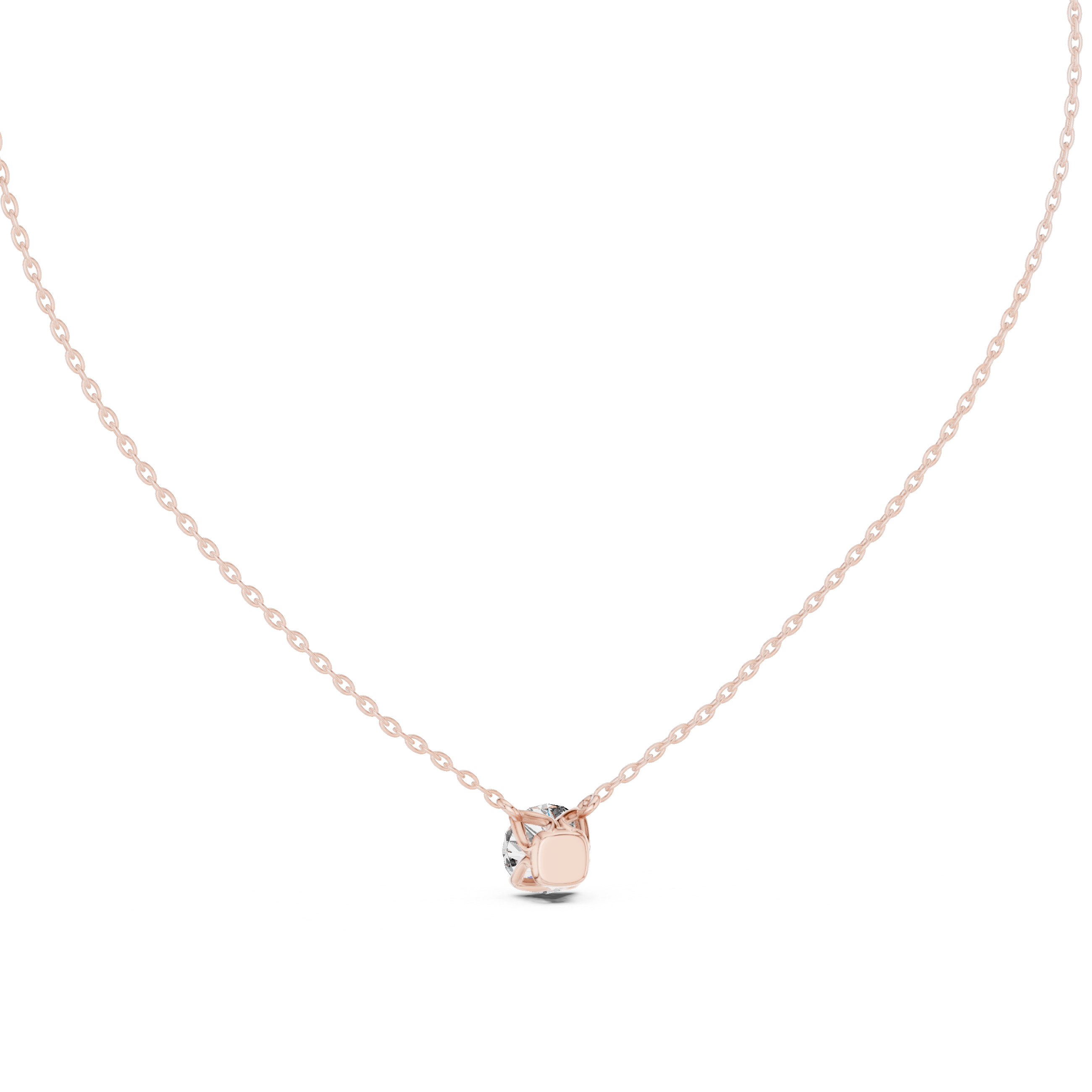 Minimalist Floating Round Solitaire Necklace with Integrated Setting