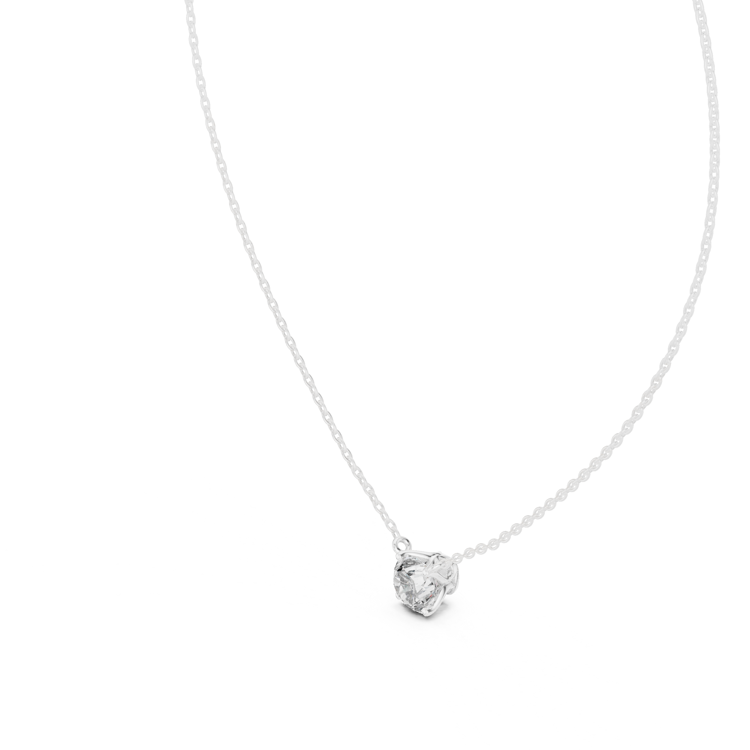 Minimalist Floating Round Solitaire Necklace with Integrated Setting