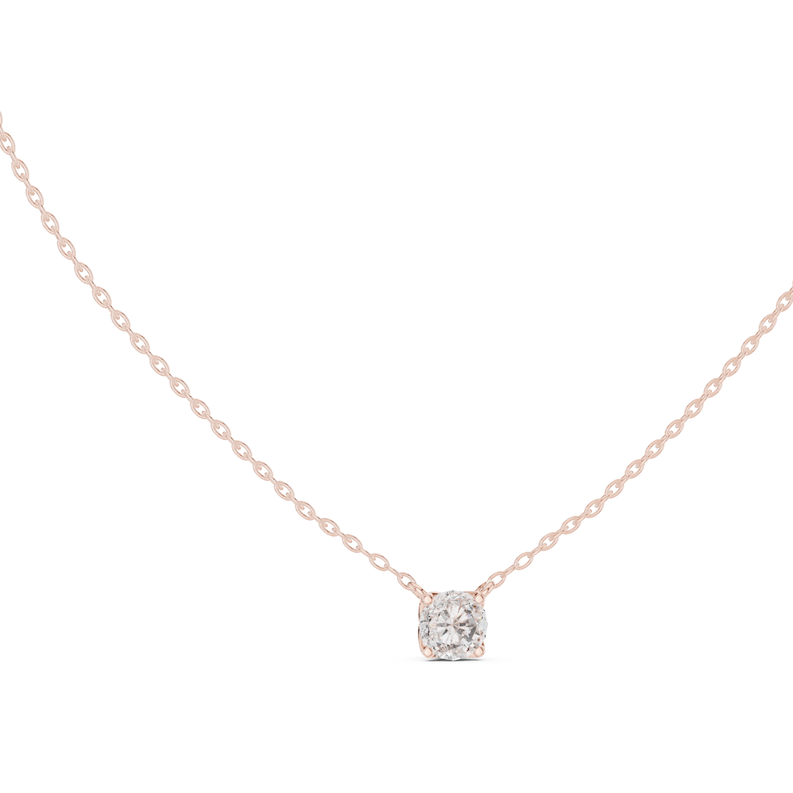 Petite Floating Round Solitaire Necklace in Minimal Four-Prong Setting