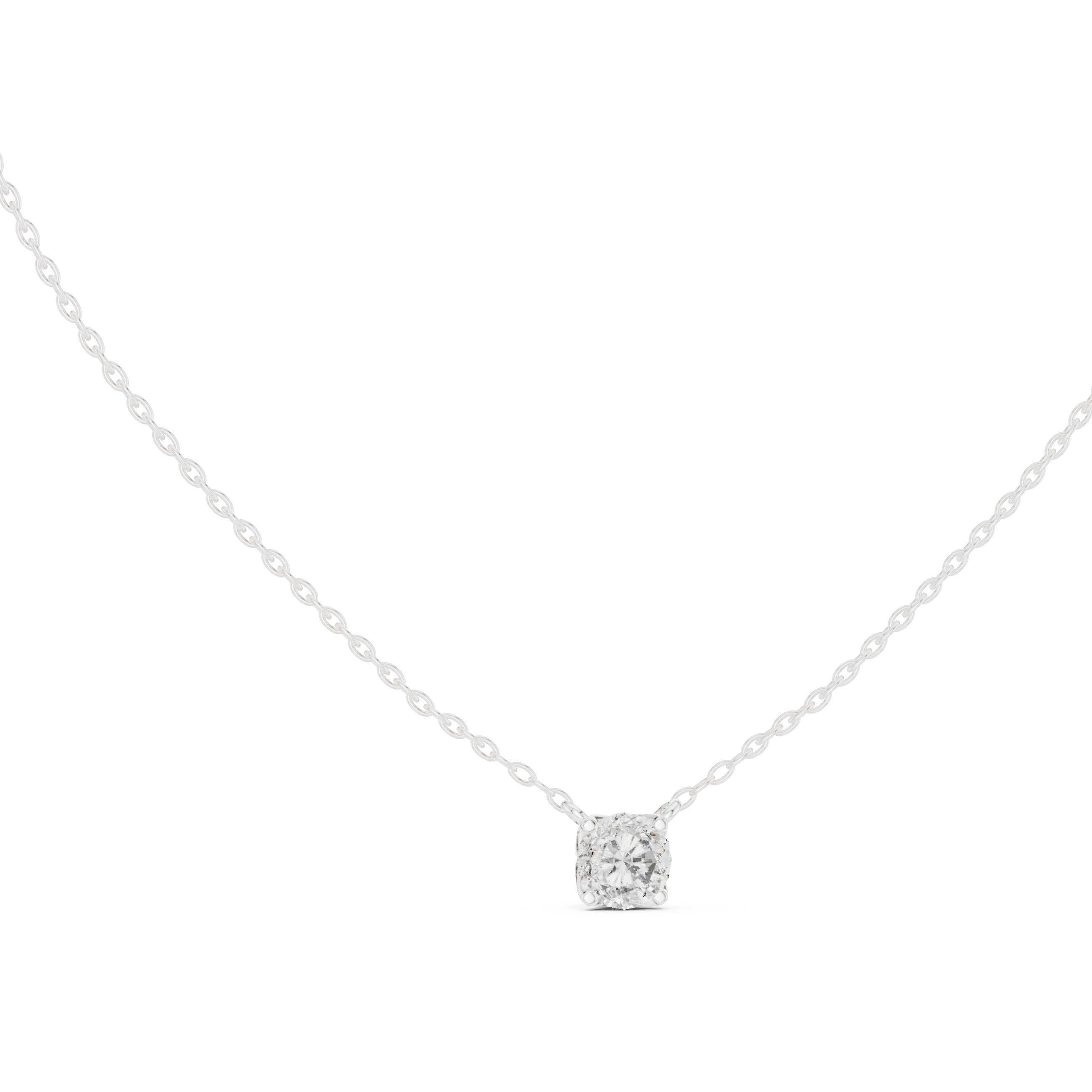Petite Floating Round Solitaire Necklace in Minimal Four-Prong Setting