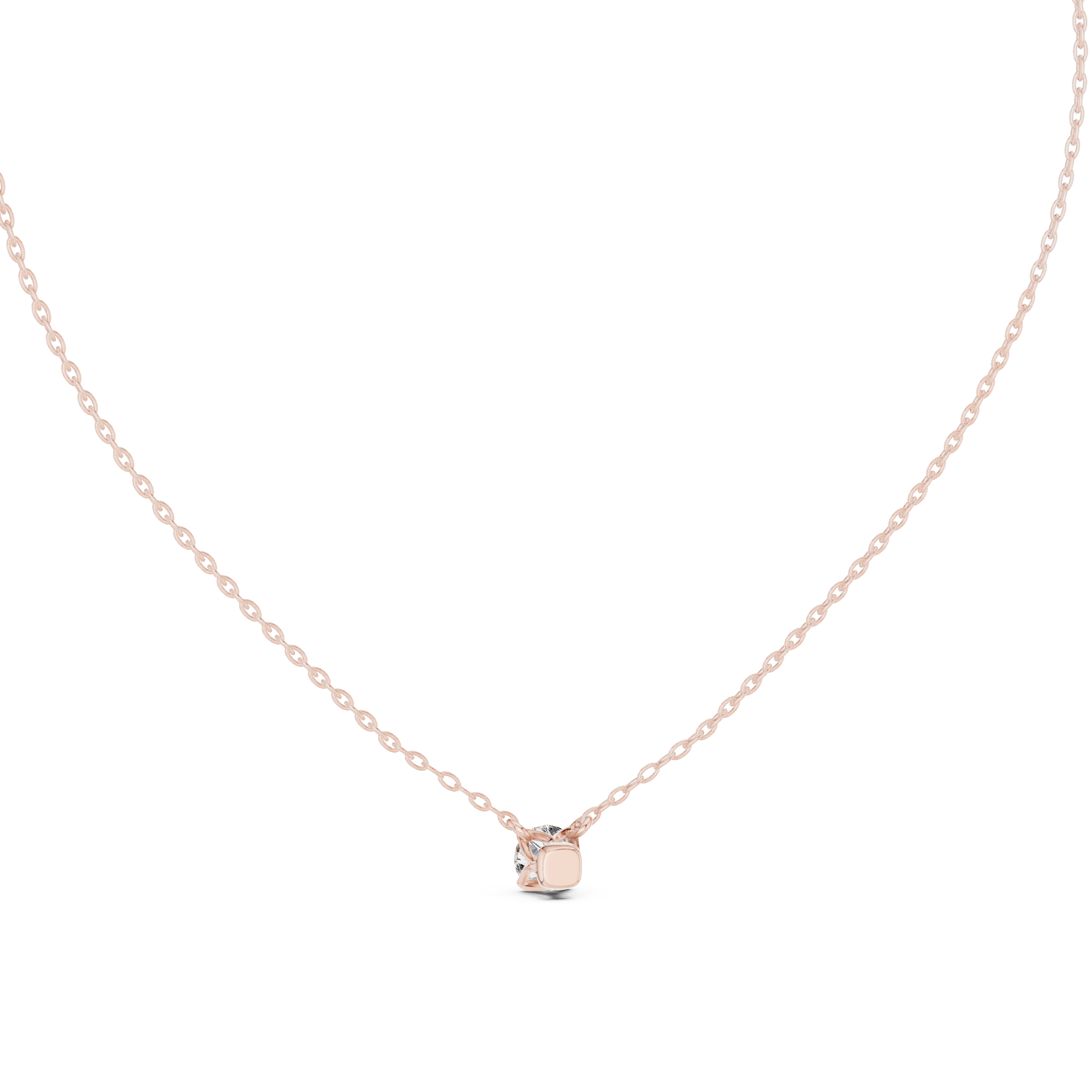 Minimal Floating Round Solitaire Necklace in Petite Four-Prong Setting