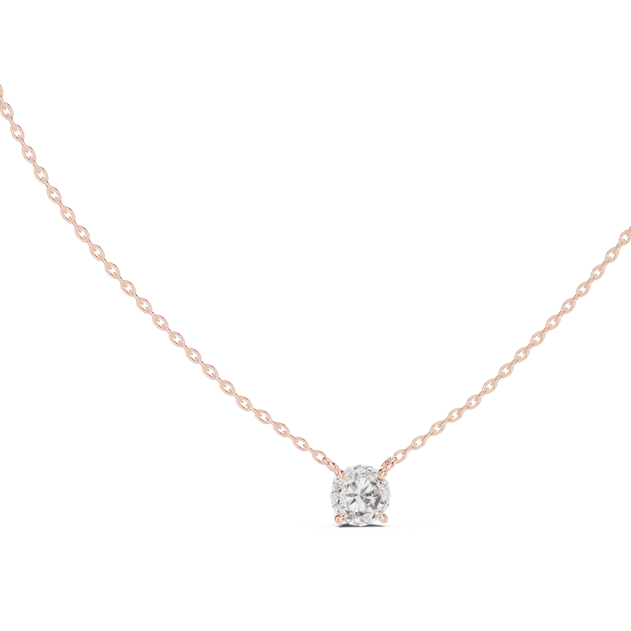 Classic Floating Round Solitaire Necklace in Elegant Four-Prong Basket Setting