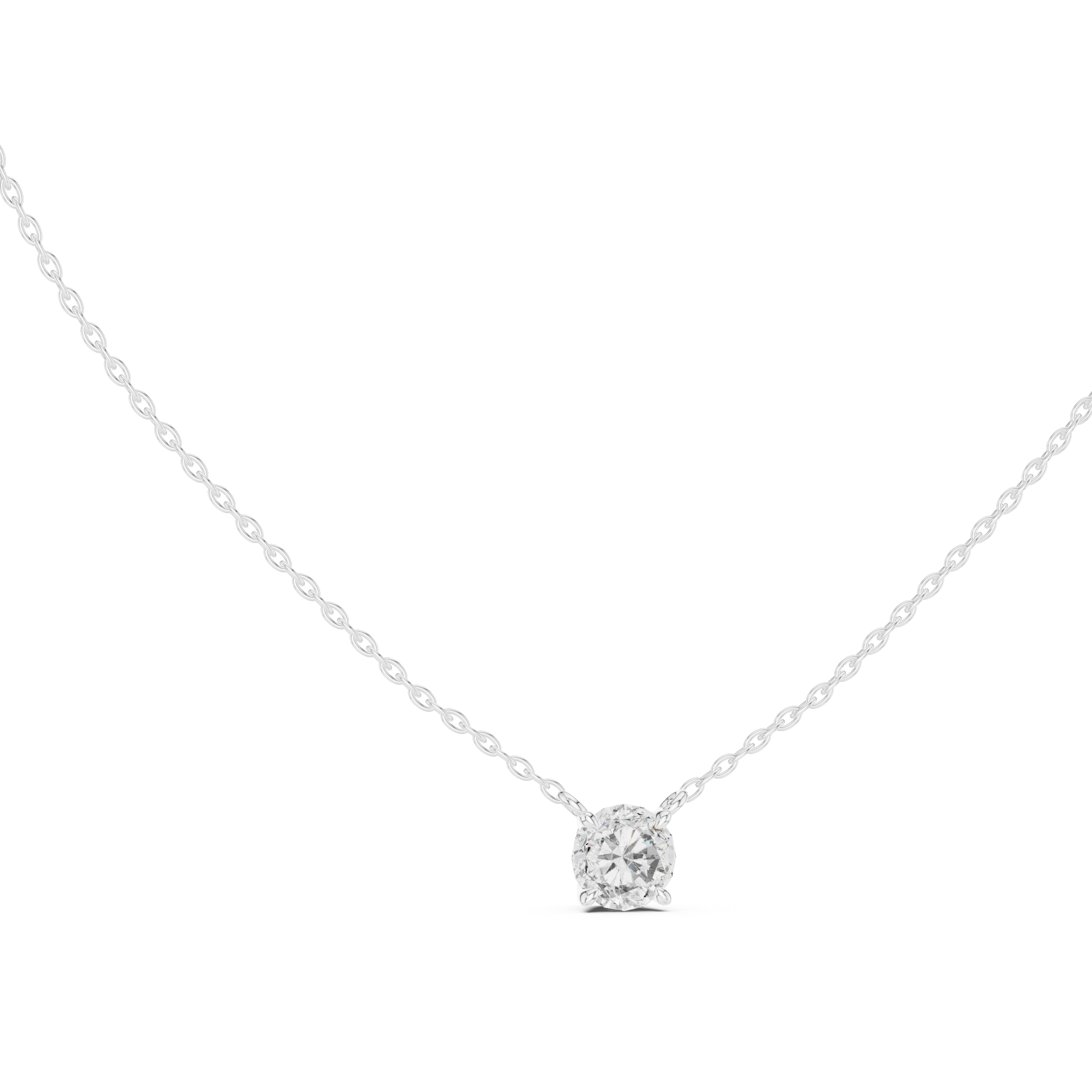 Classic Floating Round Solitaire Necklace in Elegant Four-Prong Basket Setting