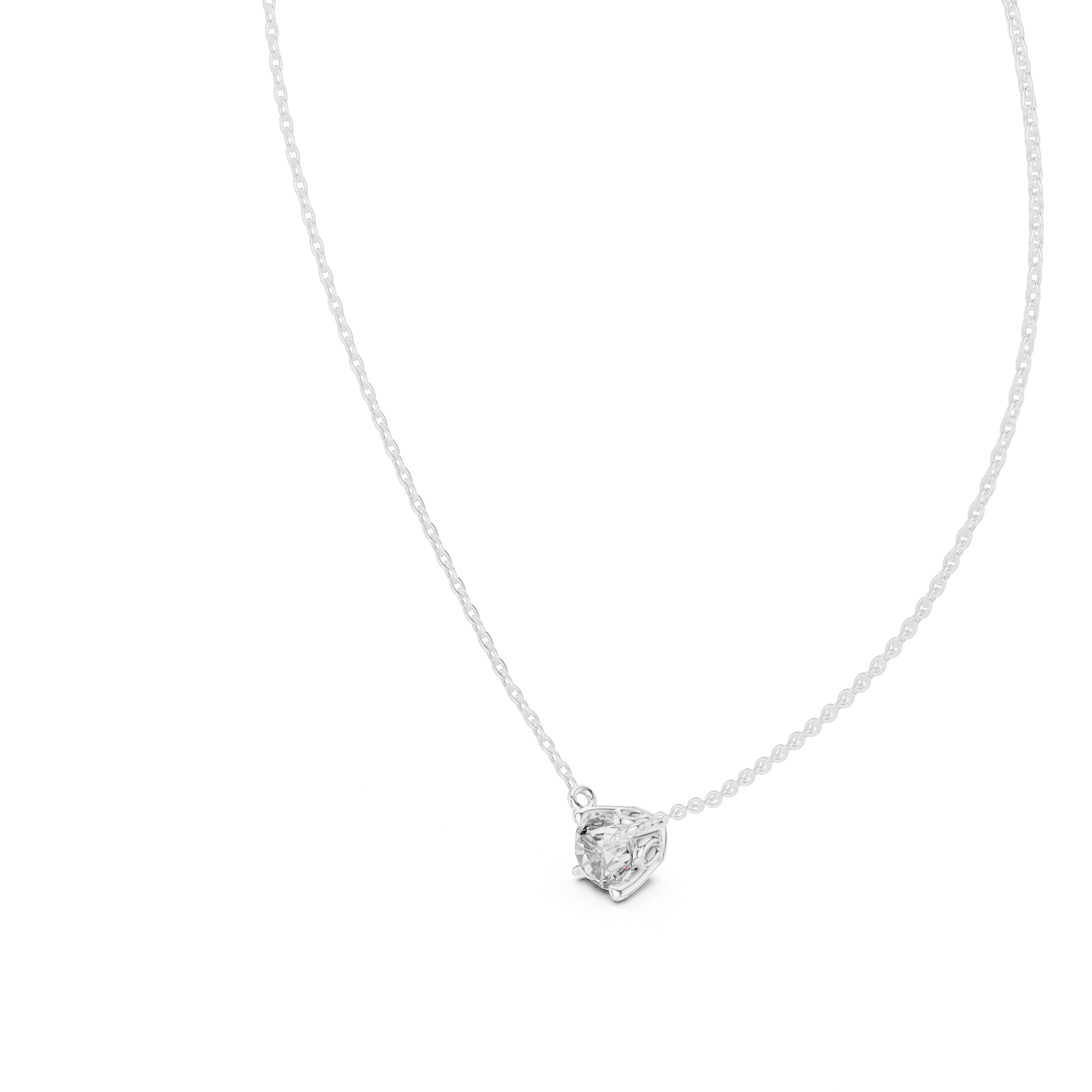 Classic Floating Round Solitaire Necklace in Elegant Four-Prong Basket Setting