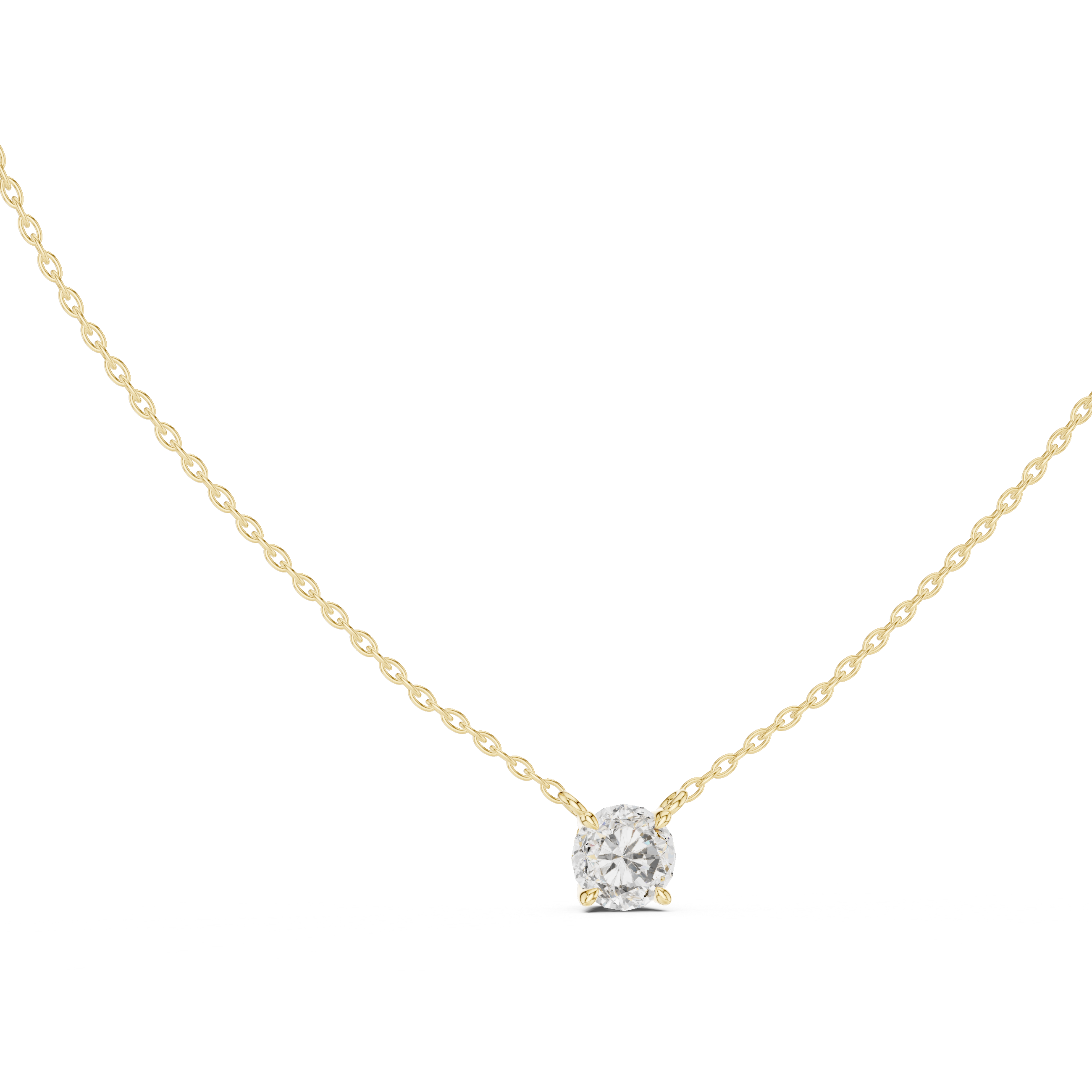 Classic Floating Round Solitaire Necklace in Elegant Four-Prong Basket Setting