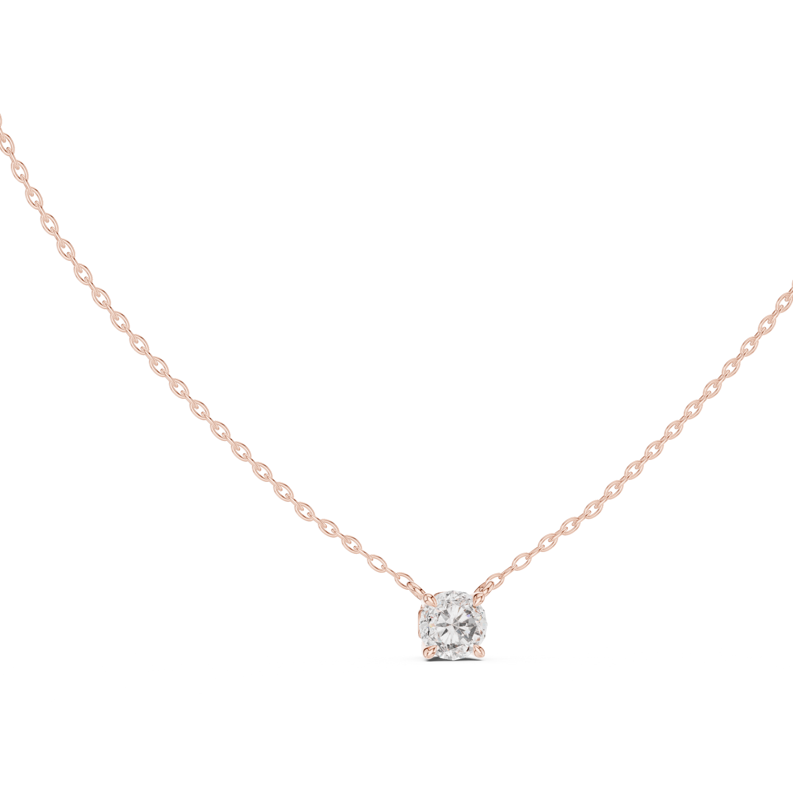 Petite Floating Round Solitaire Necklace in Minimal Four-Prong Setting