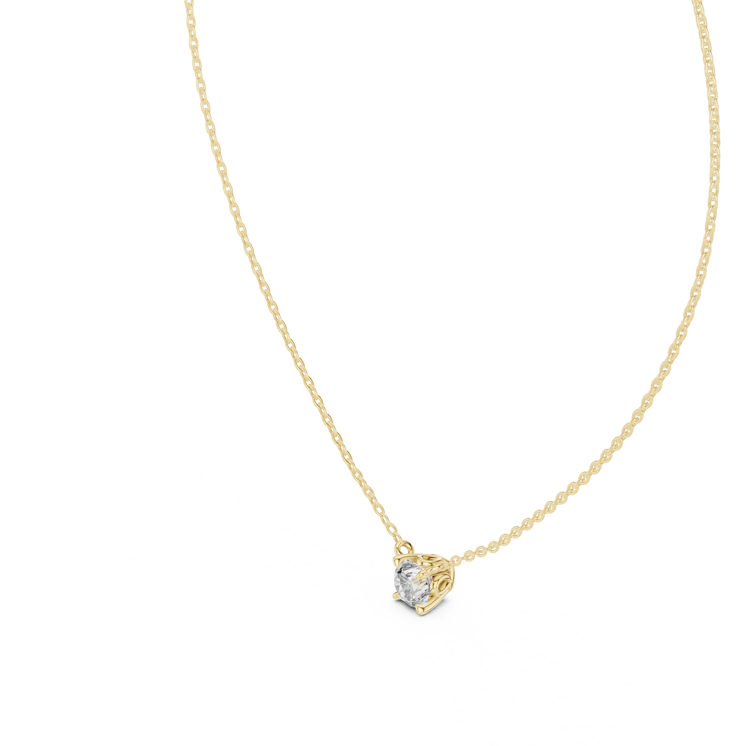 Petite Floating Round Solitaire Necklace in Minimal Four-Prong Setting