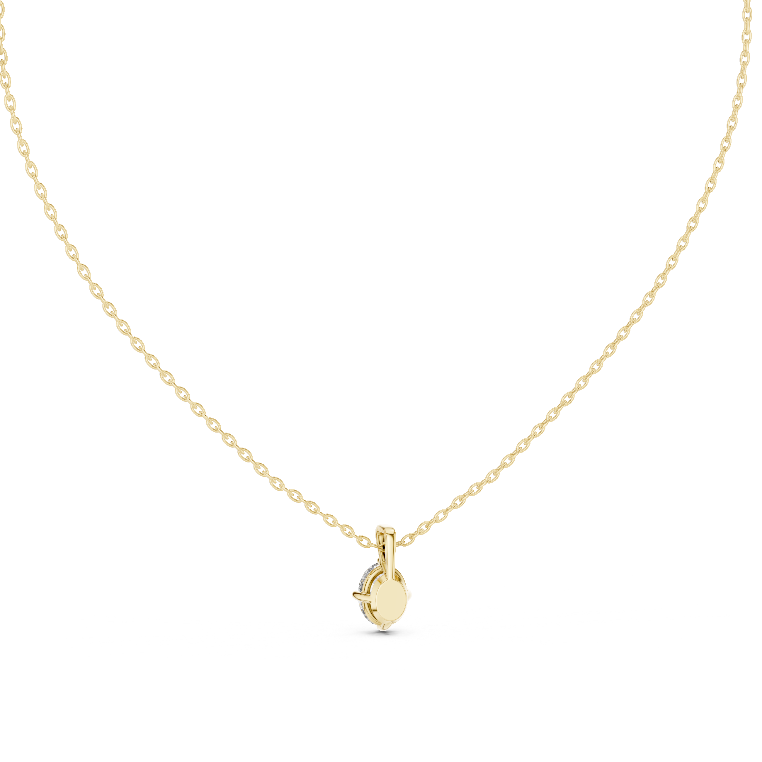 Elegant Oval Solitaire Pendant Necklace in Minimal Four-Prong Setting