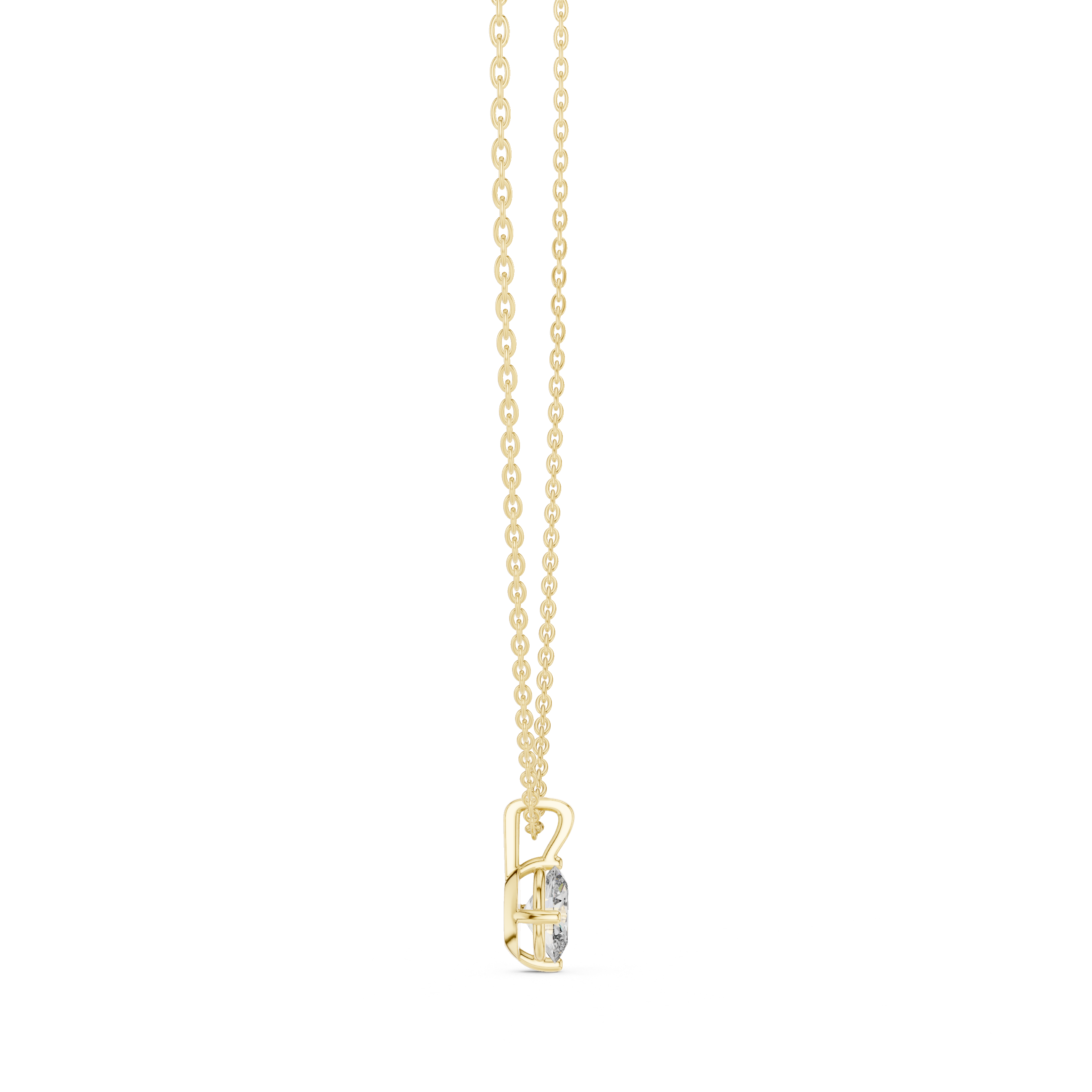 Minimal Oval Solitaire Pendant Necklace with Classic Four-Prong Setting