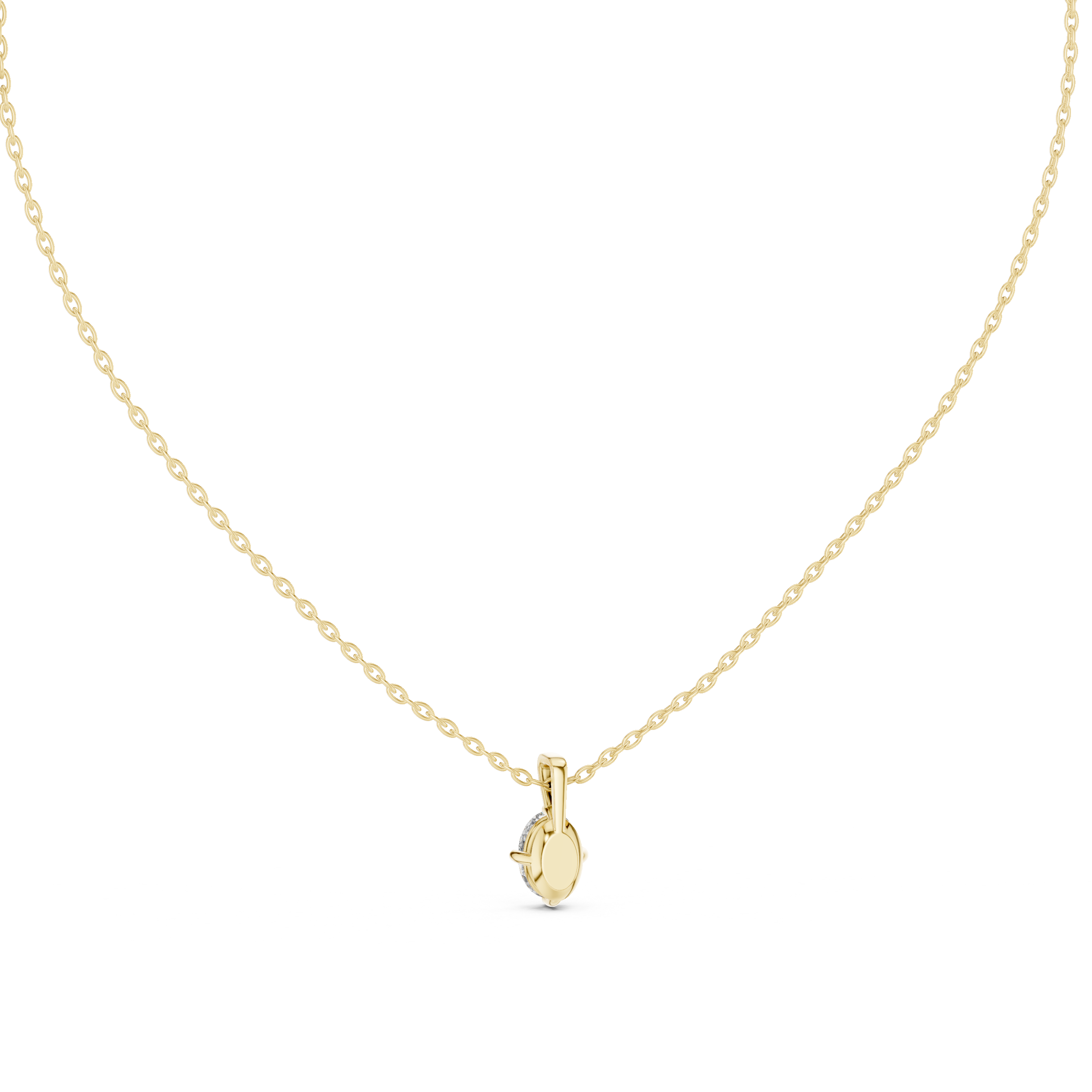 Minimal Oval Solitaire Pendant Necklace with Classic Four-Prong Setting