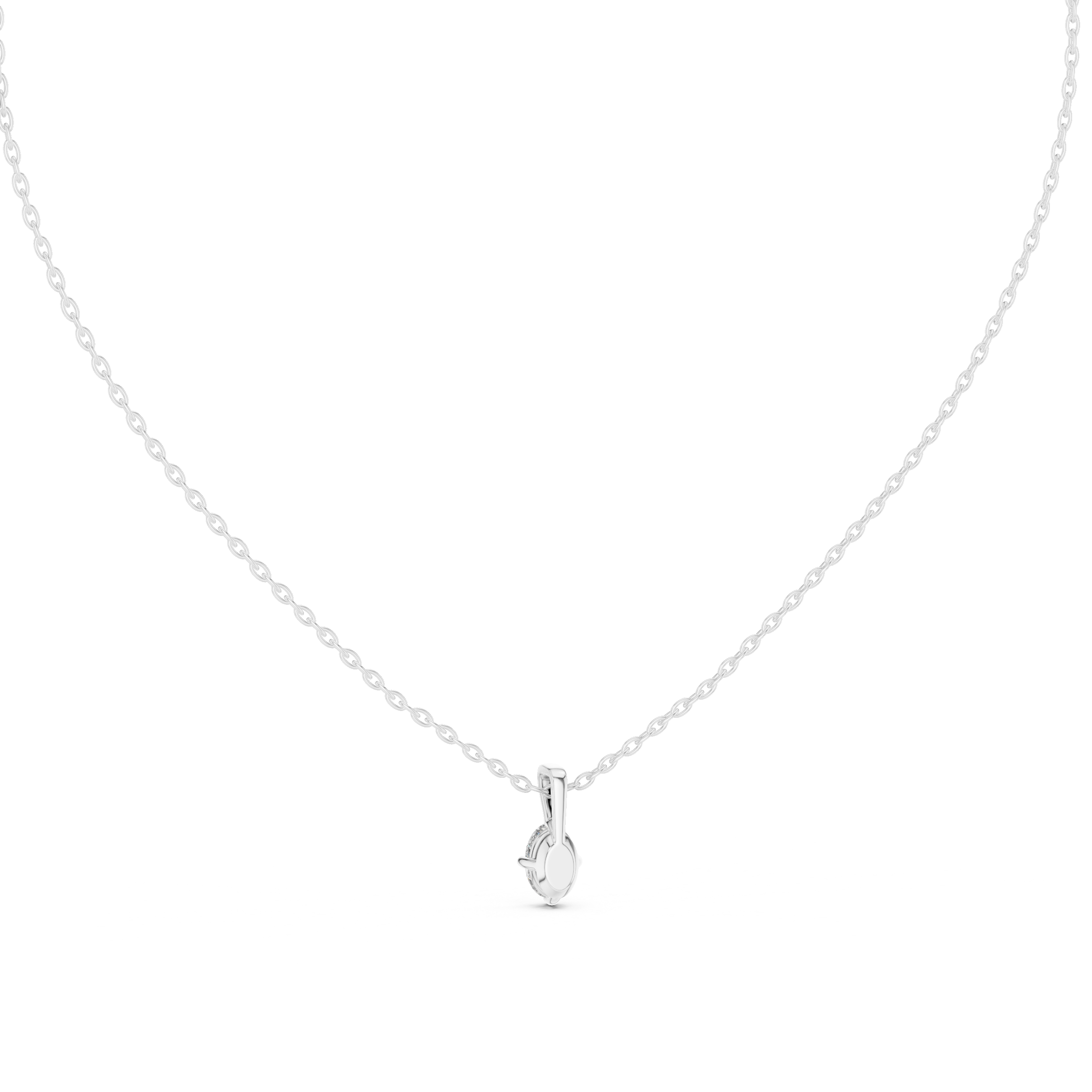 Oval Cut Diamond Solitaire Pendant Necklace (Classic Prong Setting)