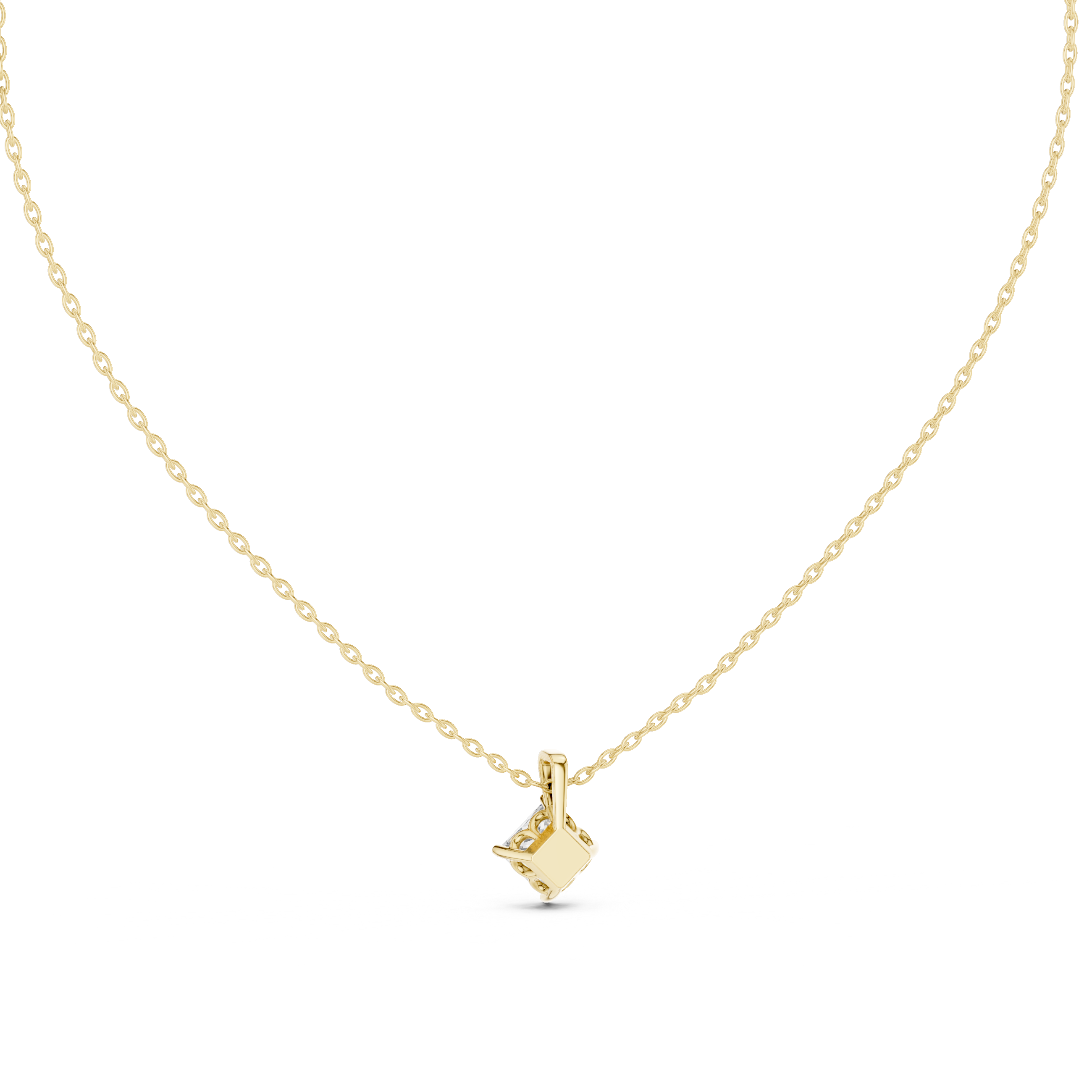 Princess Cut Solitaire Pendant Necklace in Classic Four-Prong Basket Setting