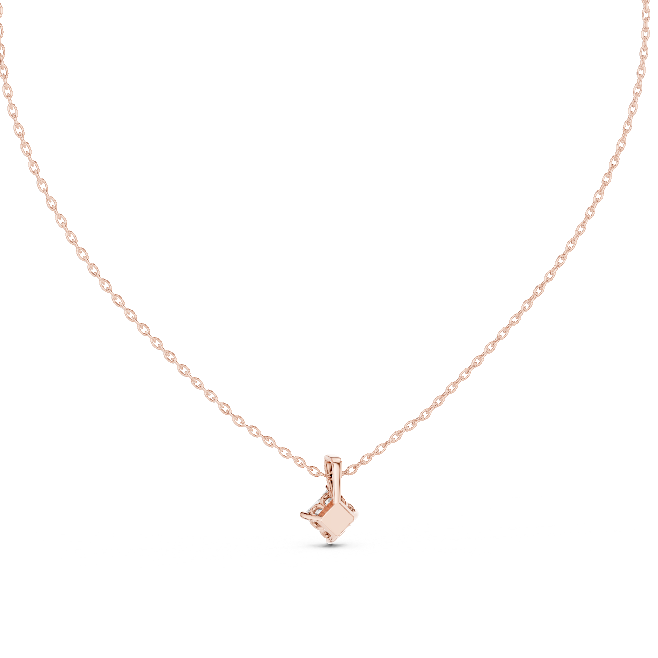Princess Cut Diamond Solitaire Pendant Necklace (Minimal Prong Setting)