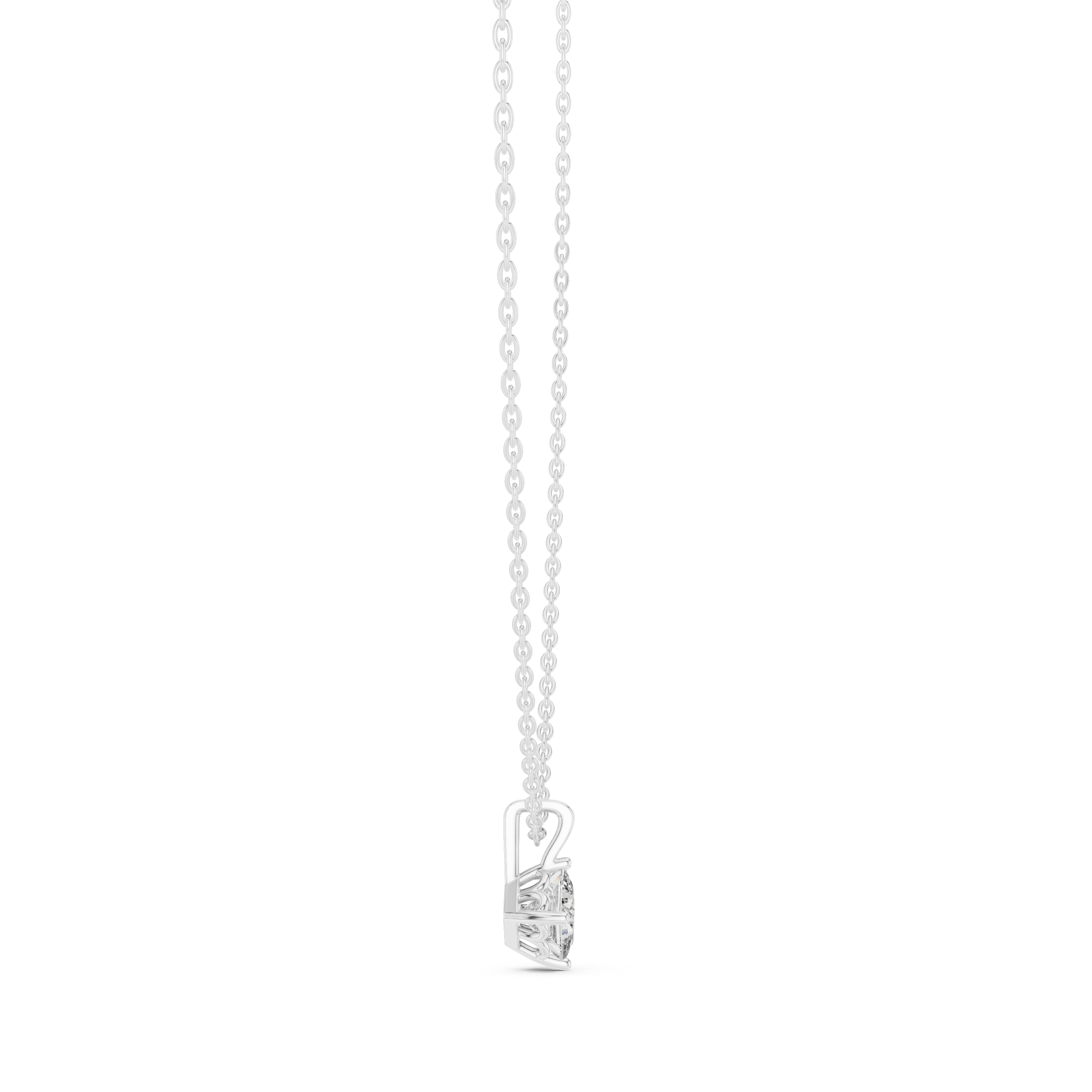 Princess Cut Diamond Solitaire Pendant Necklace (Minimal Prong Setting)