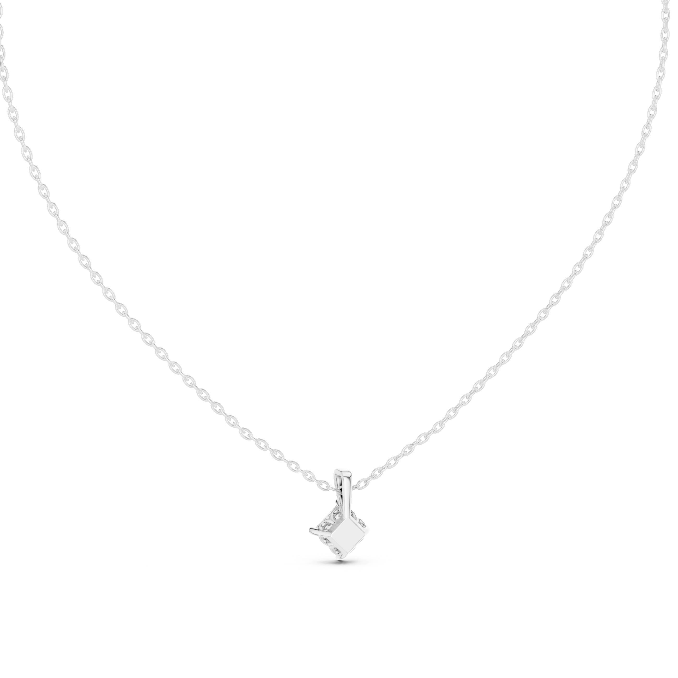 Princess Cut Diamond Solitaire Pendant Necklace (Minimal Prong Setting)