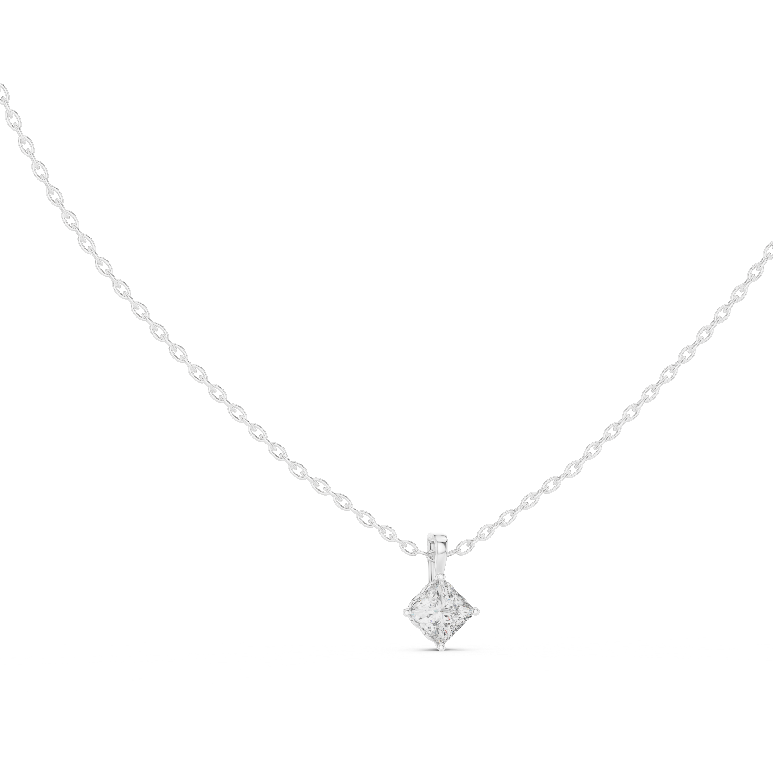 Princess Cut Diamond Solitaire Pendant Necklace