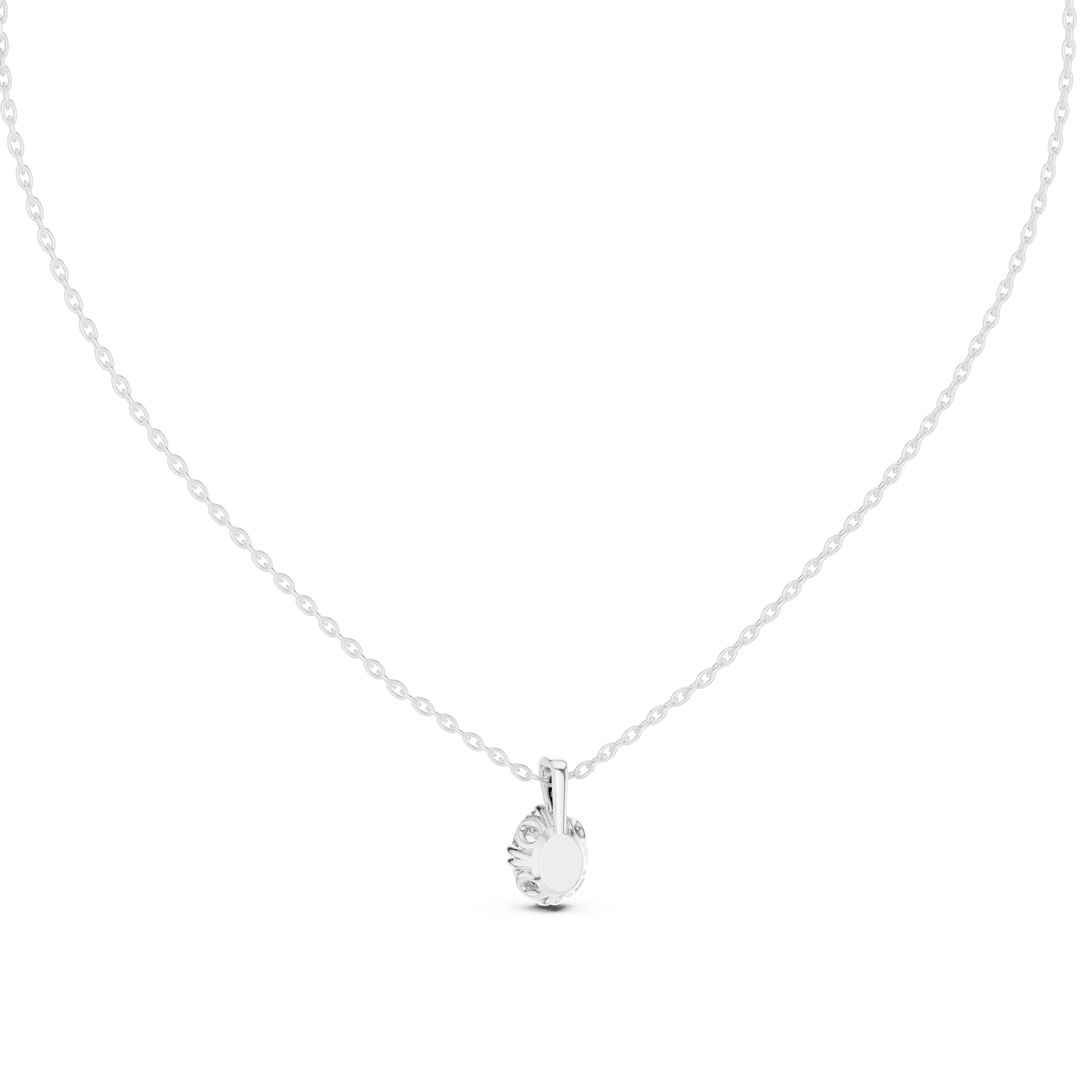 Oval Cut Diamond Solitaire Pendant Necklace