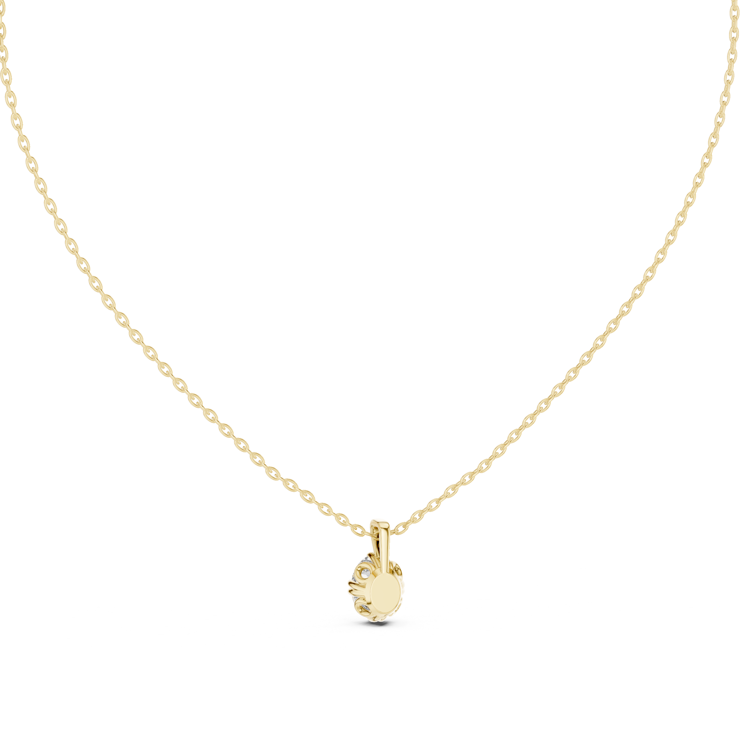 Oval Cut Diamond Solitaire Pendant Necklace