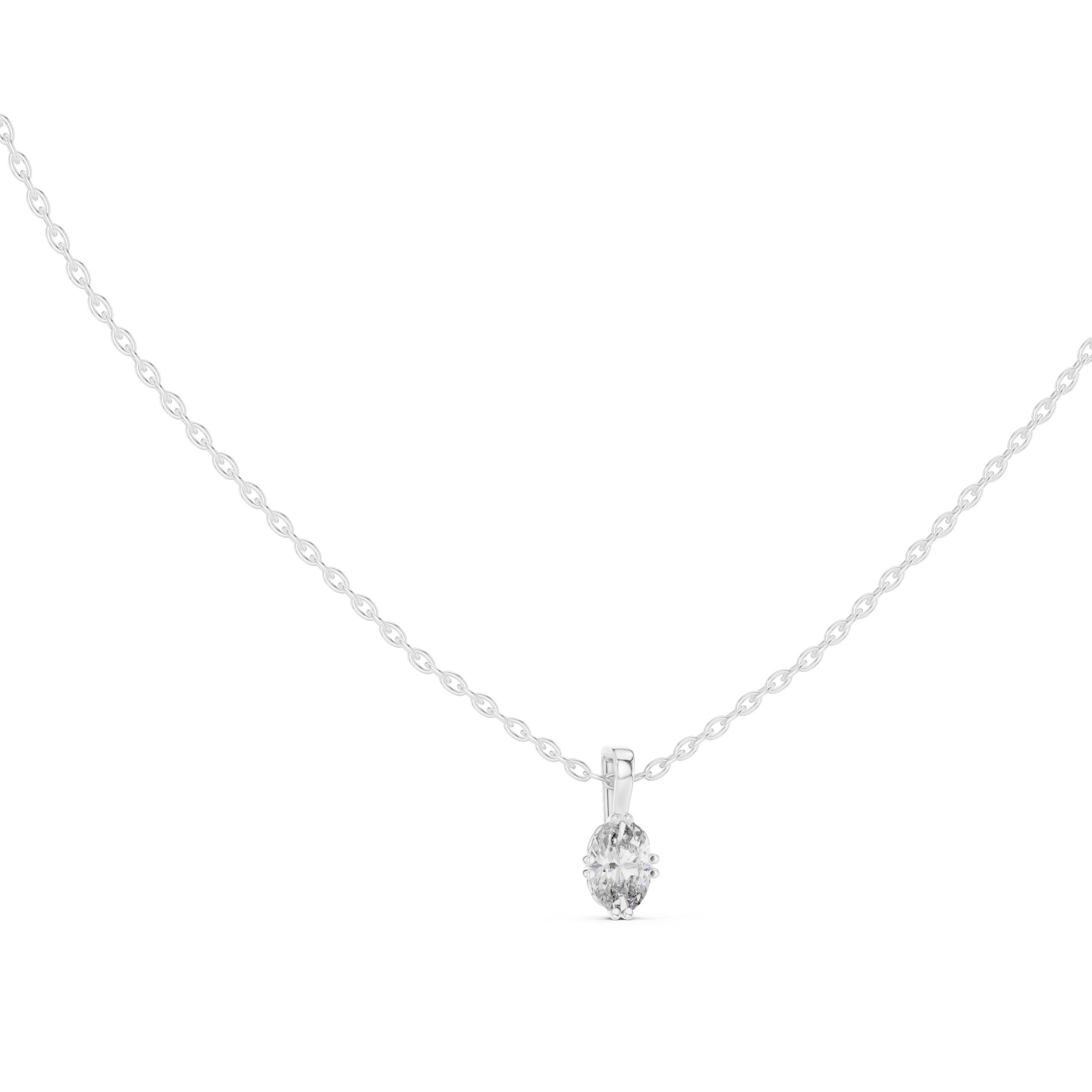Oval Cut Diamond Solitaire Pendant Necklace (Minimal Classic Design)