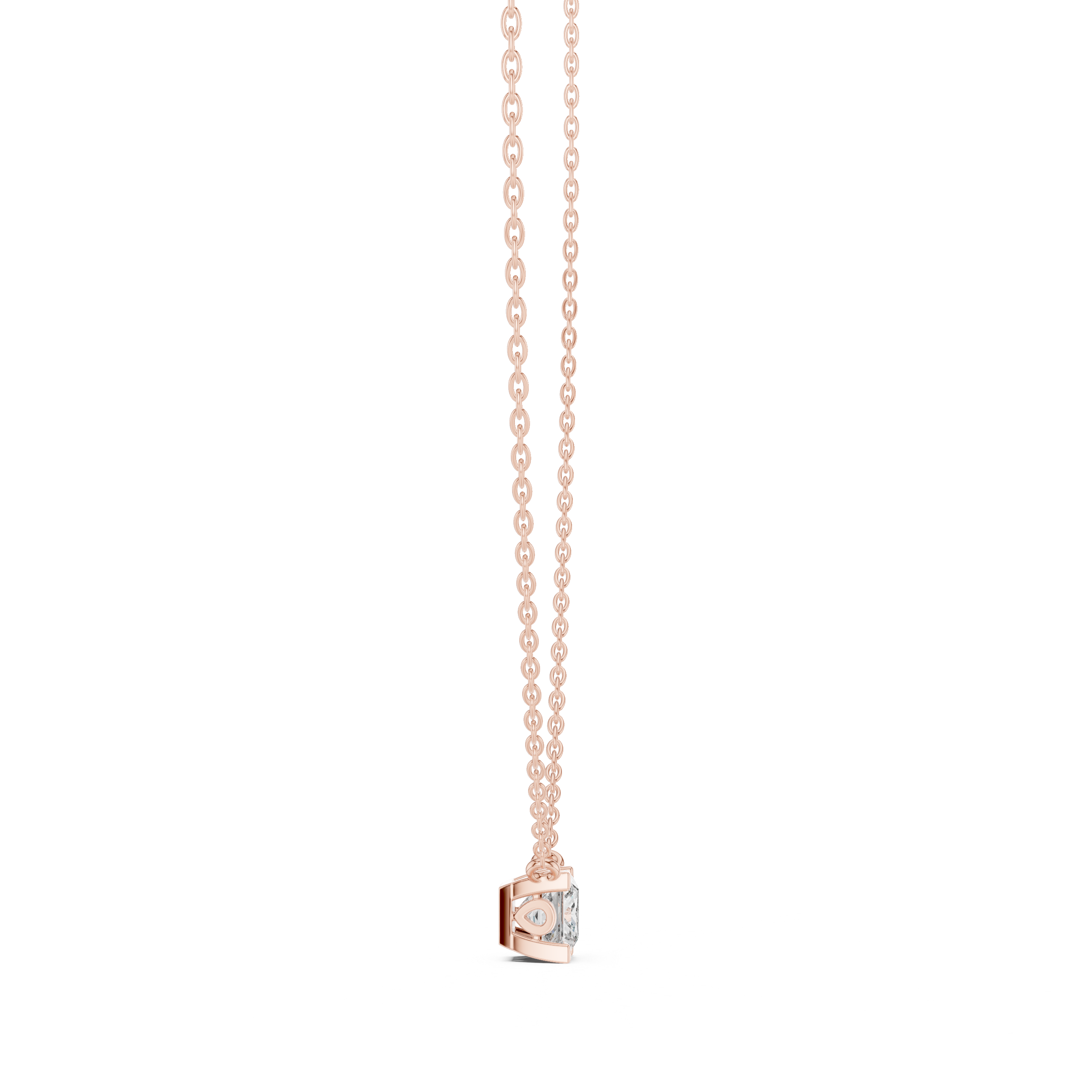 Princess Cut Diamond Solitaire Pendant Necklace (Modern Minimal Setting)