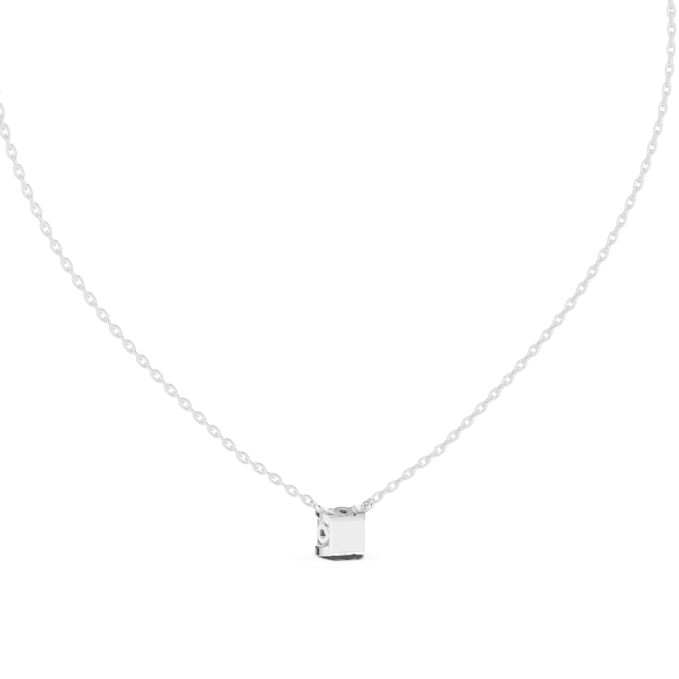 Princess Cut Diamond Solitaire Pendant Necklace (Modern Minimal Setting)