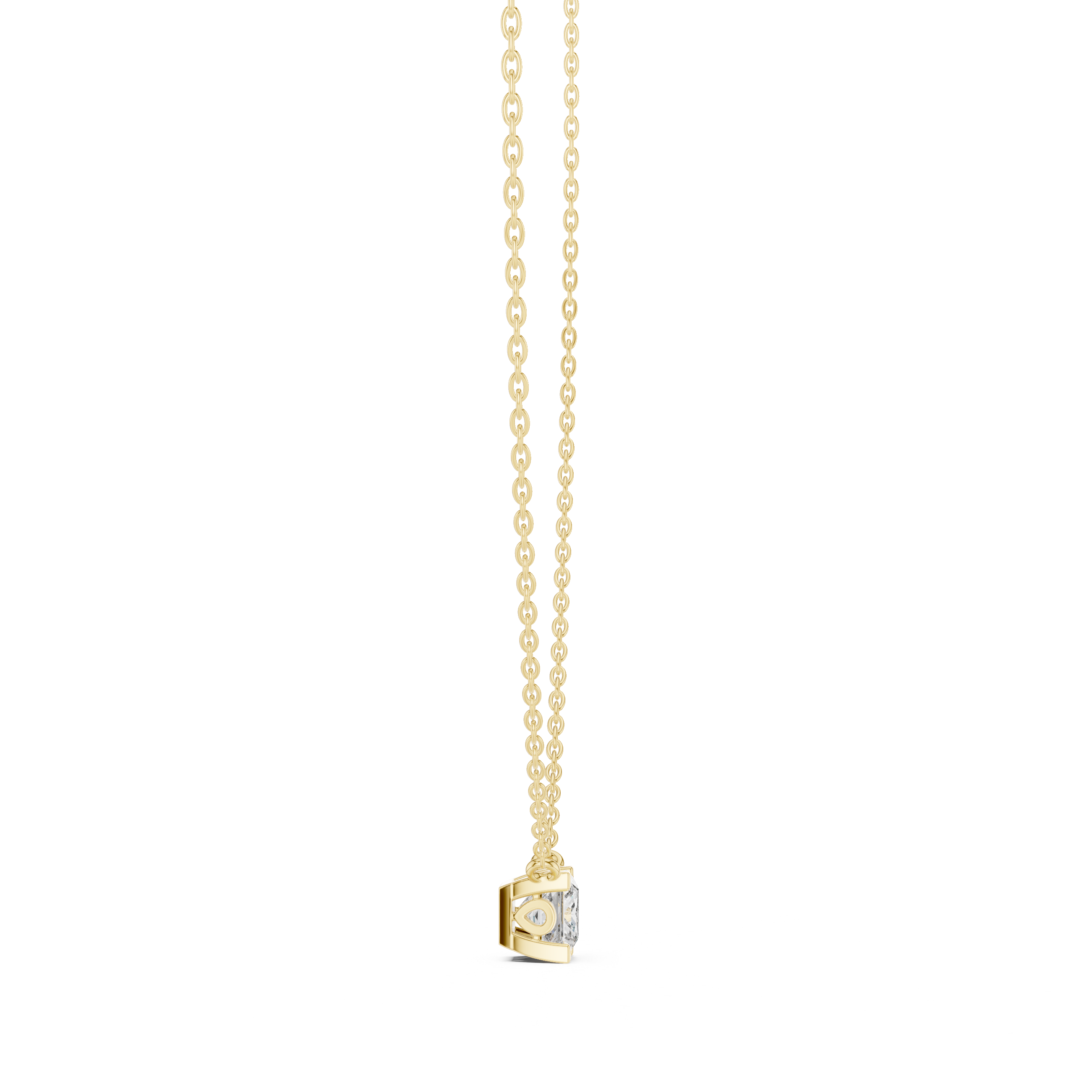 Princess Cut Diamond Solitaire Pendant Necklace (Modern Minimal Setting)