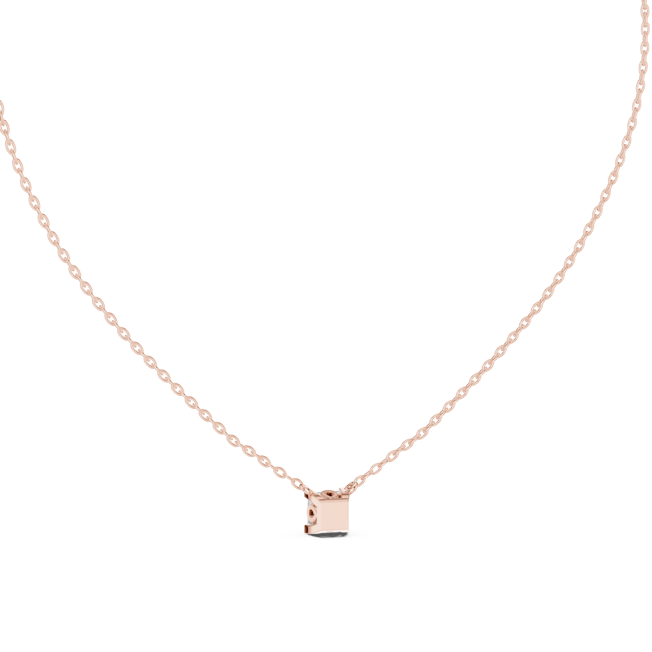 Princess Cut Diamond Solitaire Pendant Necklace (Modern Minimal Setting)