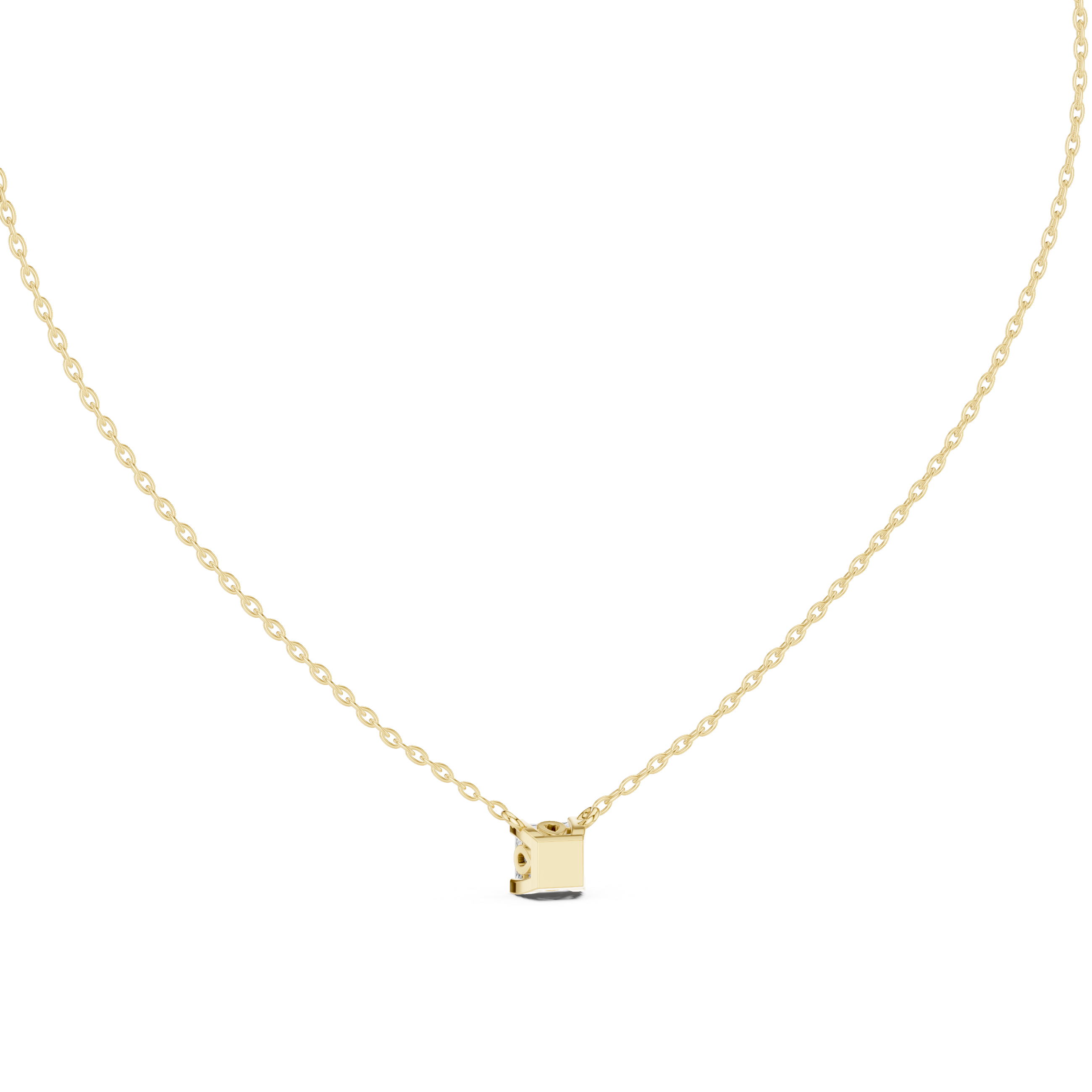 Princess Cut Diamond Solitaire Pendant Necklace (Modern Minimal Setting)