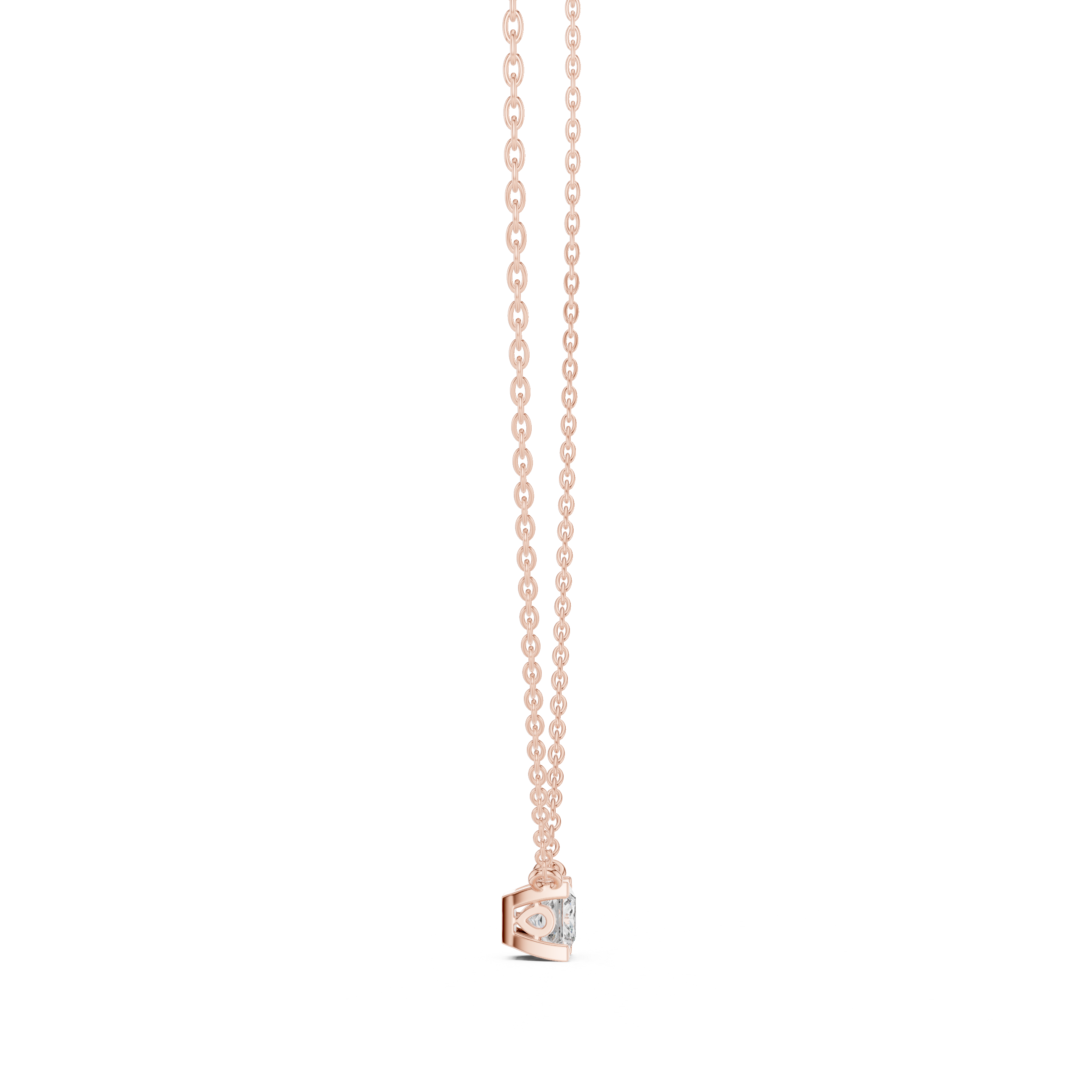 Minimal Princess Cut Solitaire Necklace with Floating Corner Prong Setting