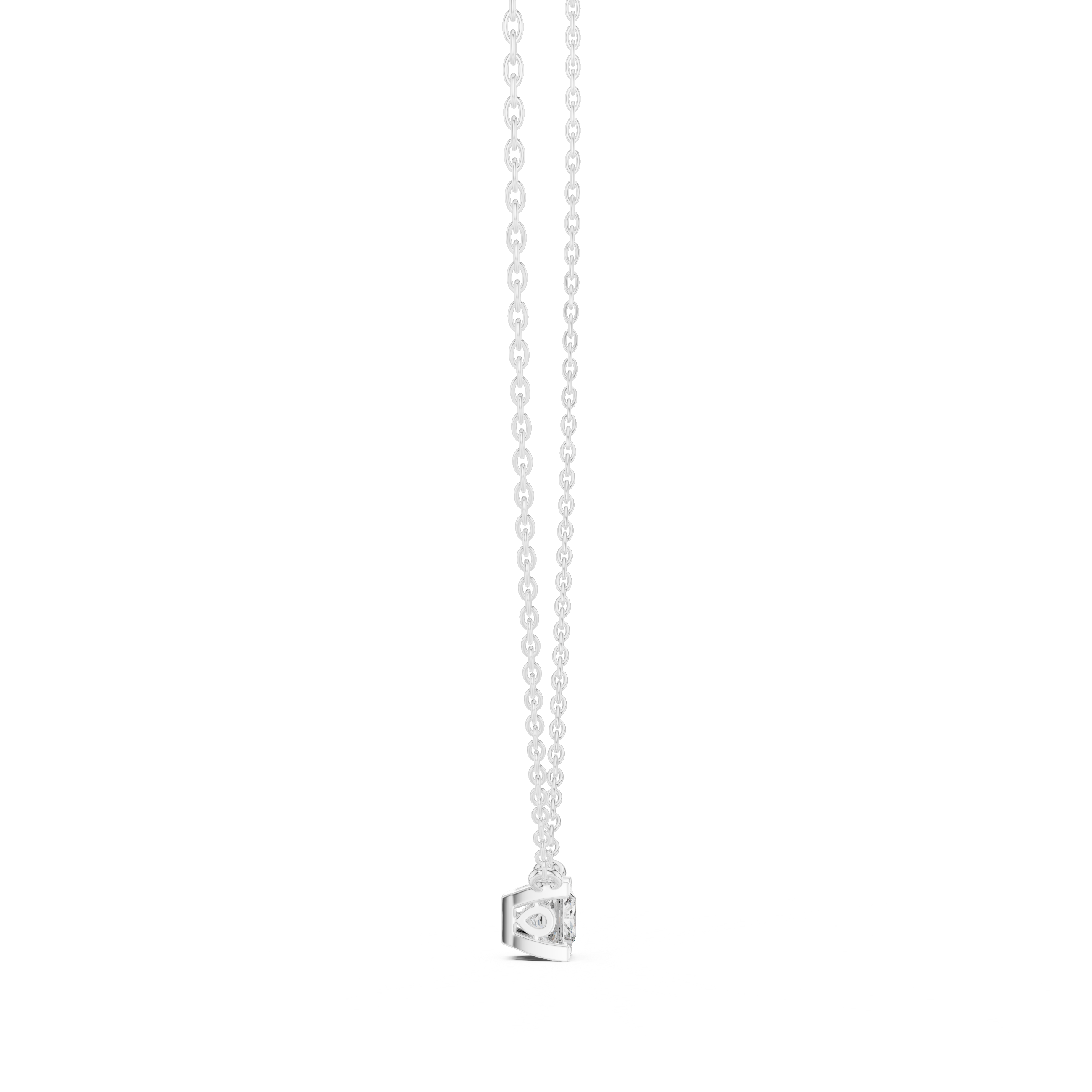 Minimal Princess Cut Solitaire Necklace with Floating Corner Prong Setting