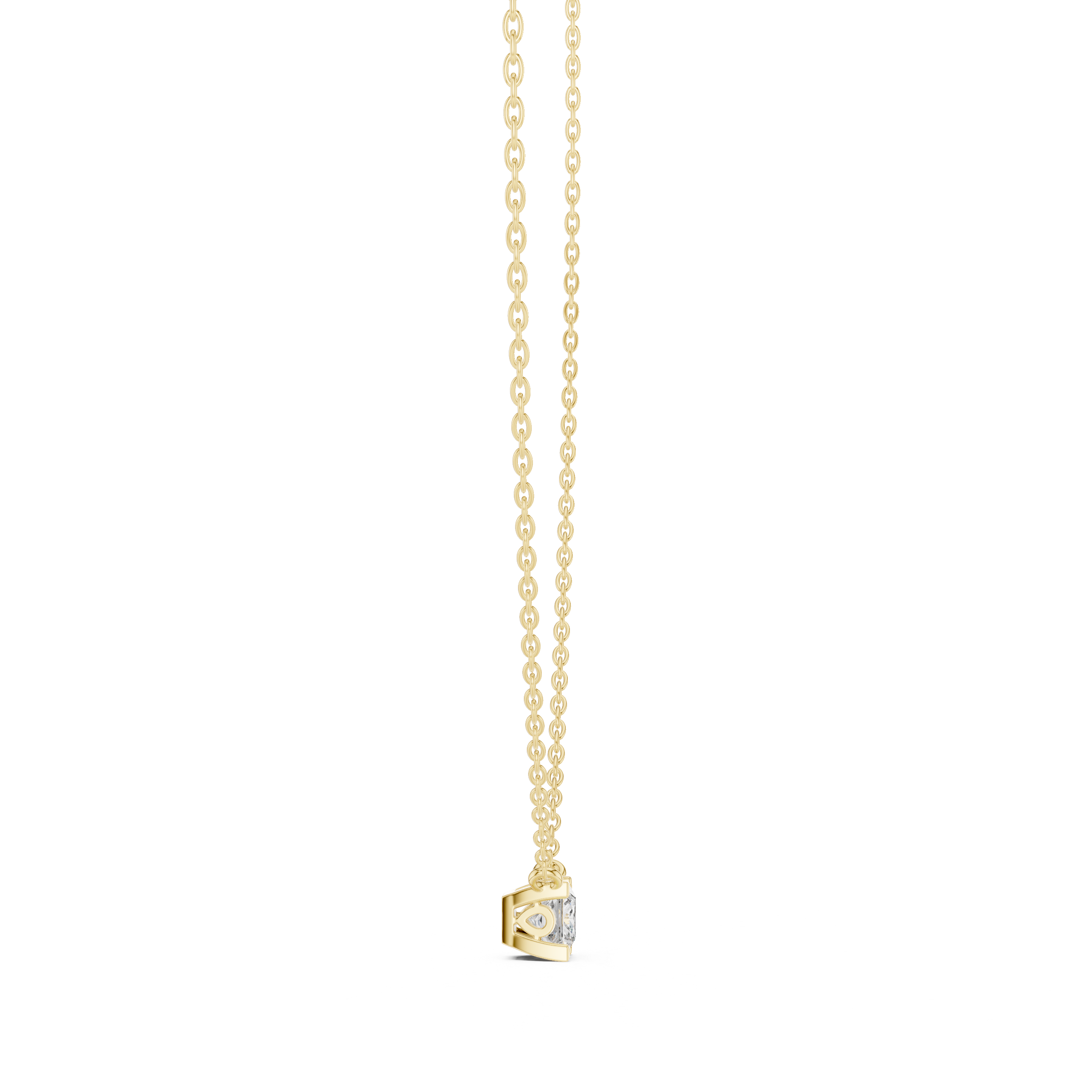 Minimal Princess Cut Solitaire Necklace with Floating Corner Prong Setting