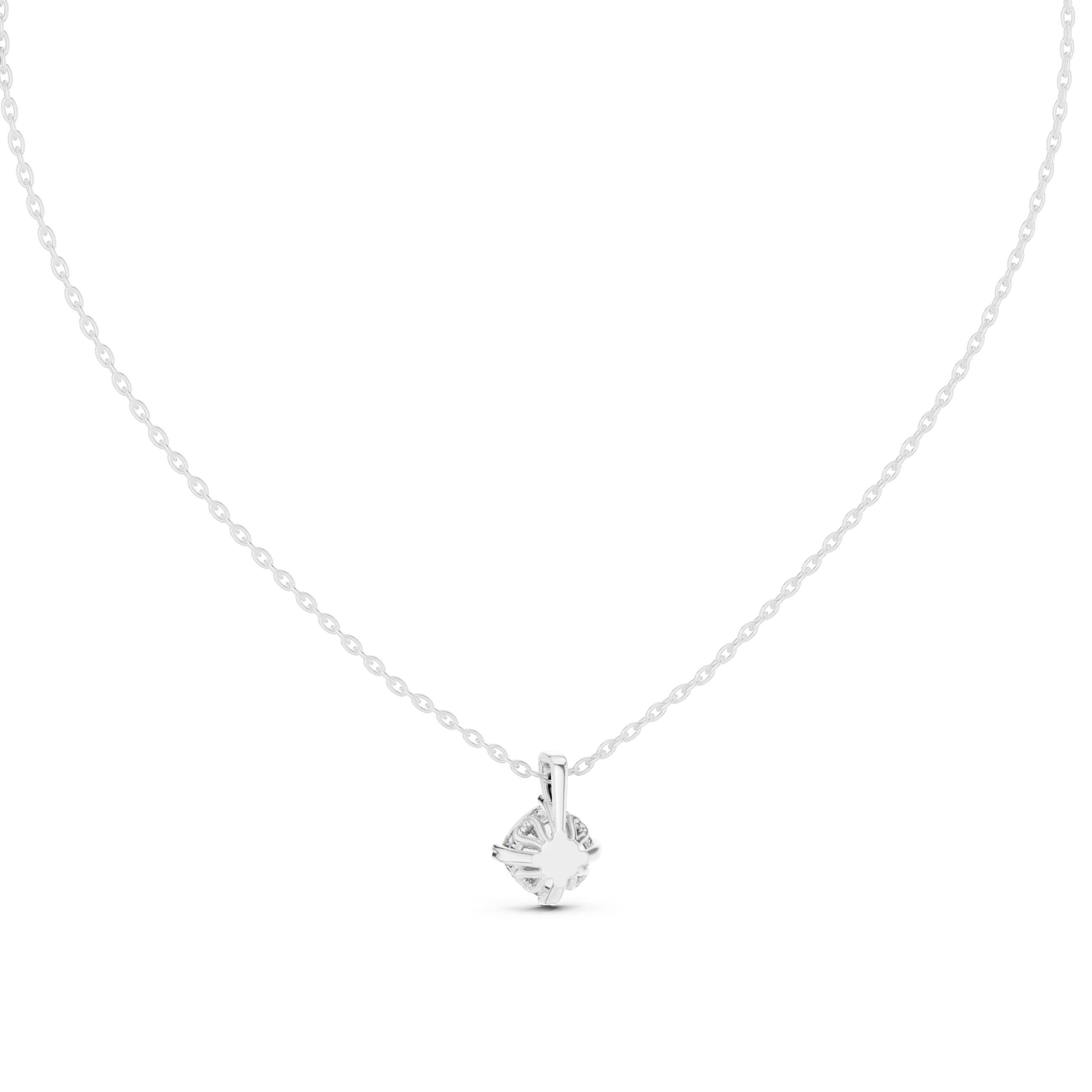 Cushion Cut Diamond Solitaire Pendant Necklace (Classic Prong Setting)