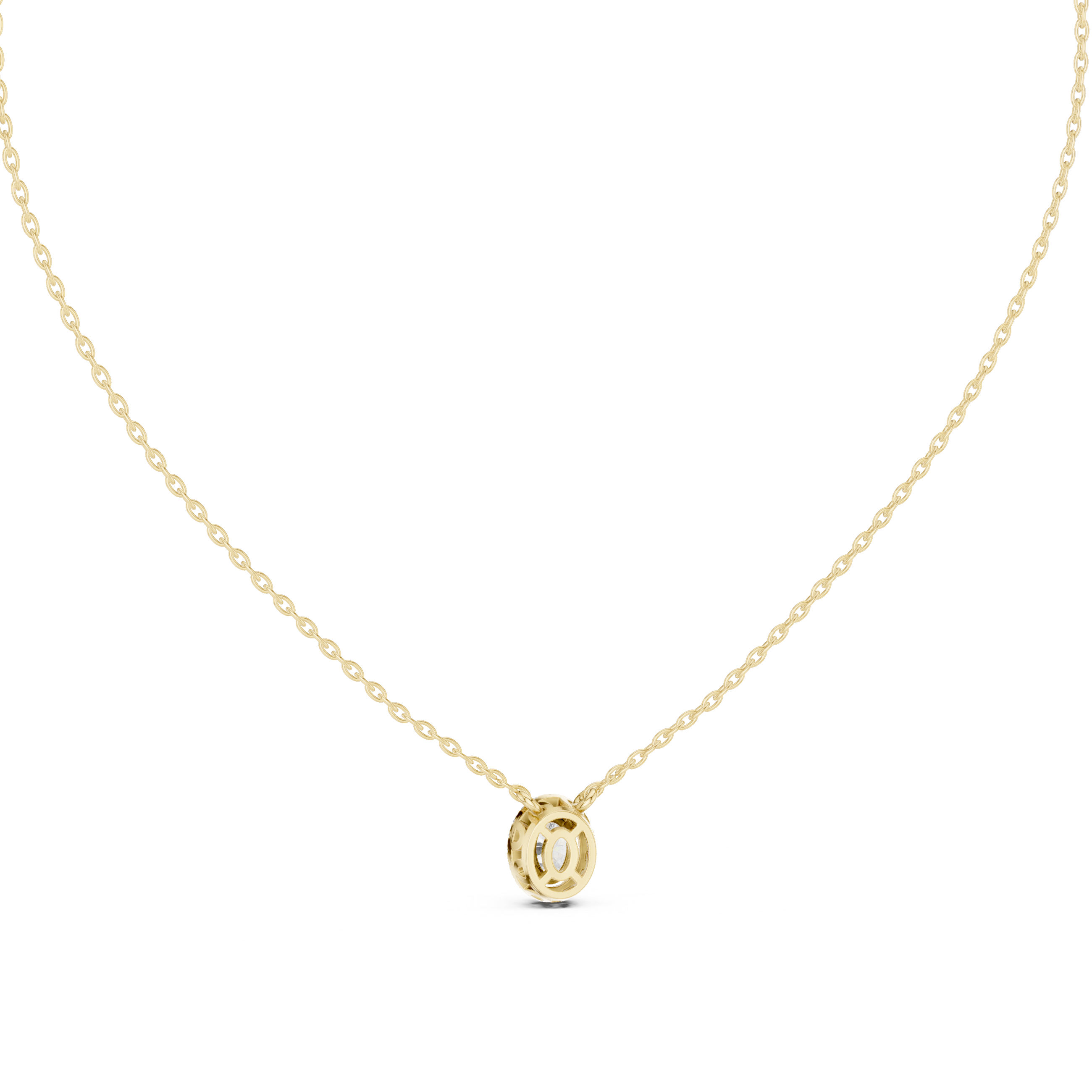 Oval Halo Solitaire Necklace with Pavé Diamond Frame