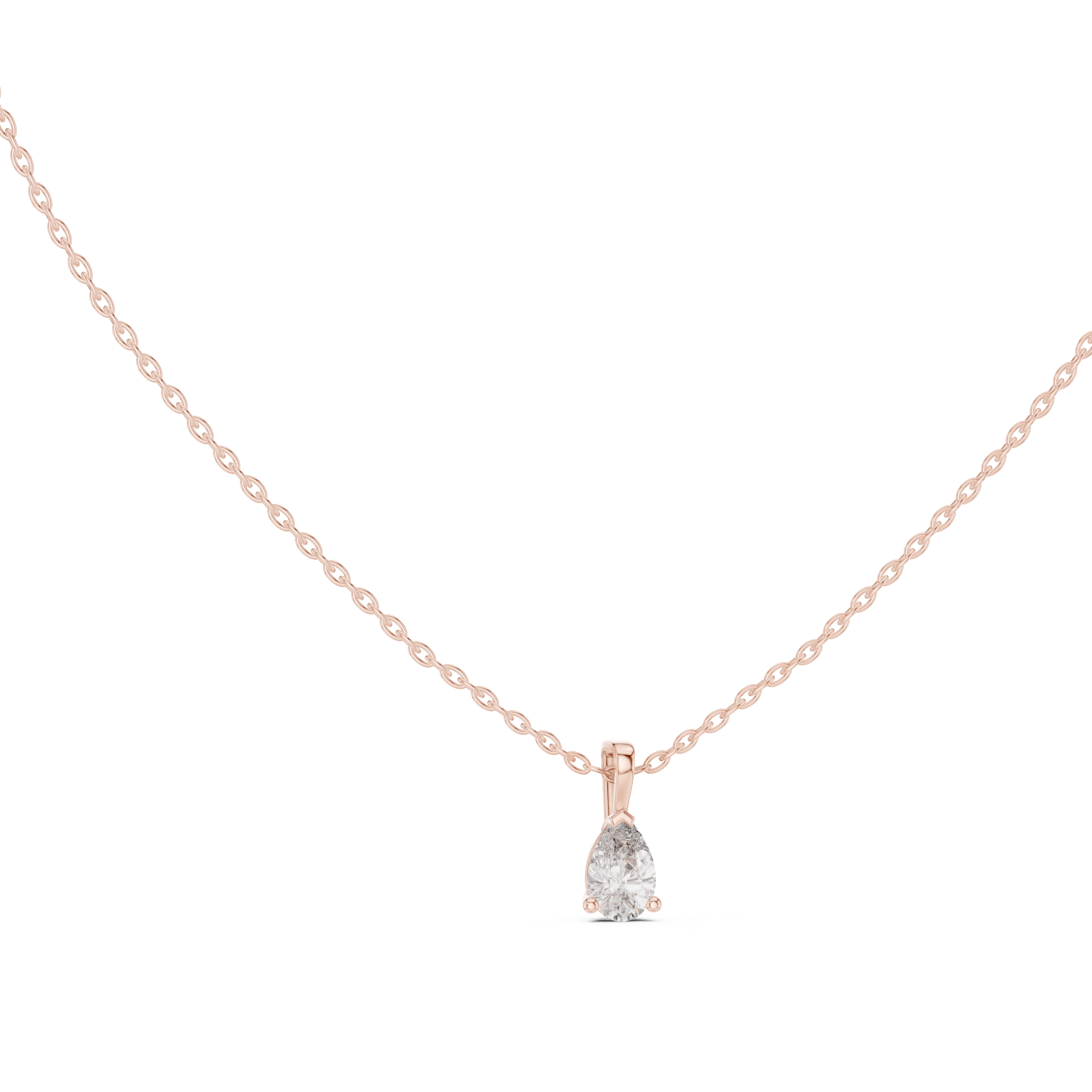Pear Cut Solitaire Pendant Necklace – Minimal Teardrop Diamond Necklace in Gold