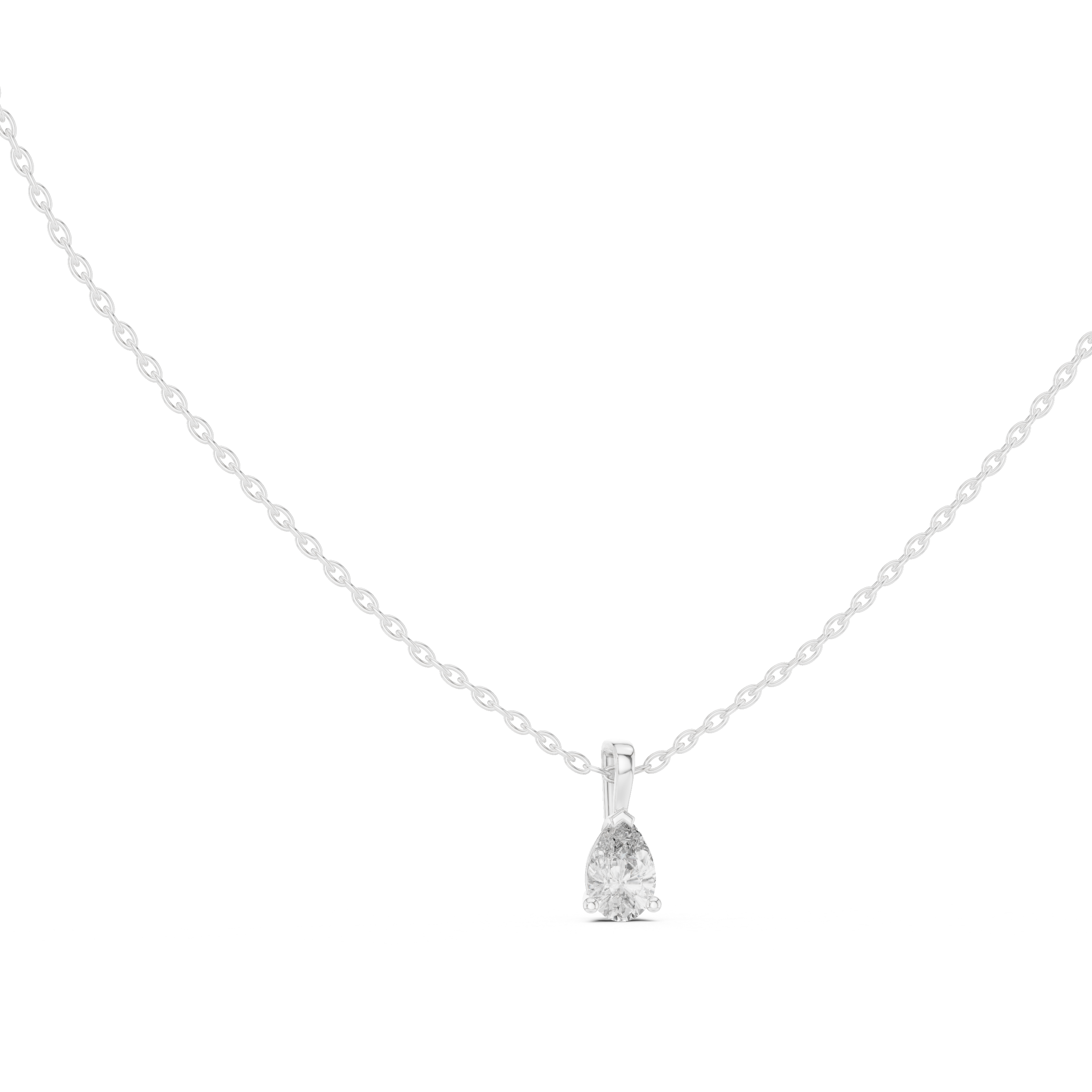 Pear Cut Solitaire Pendant Necklace – Minimal Teardrop Diamond Necklace in Gold