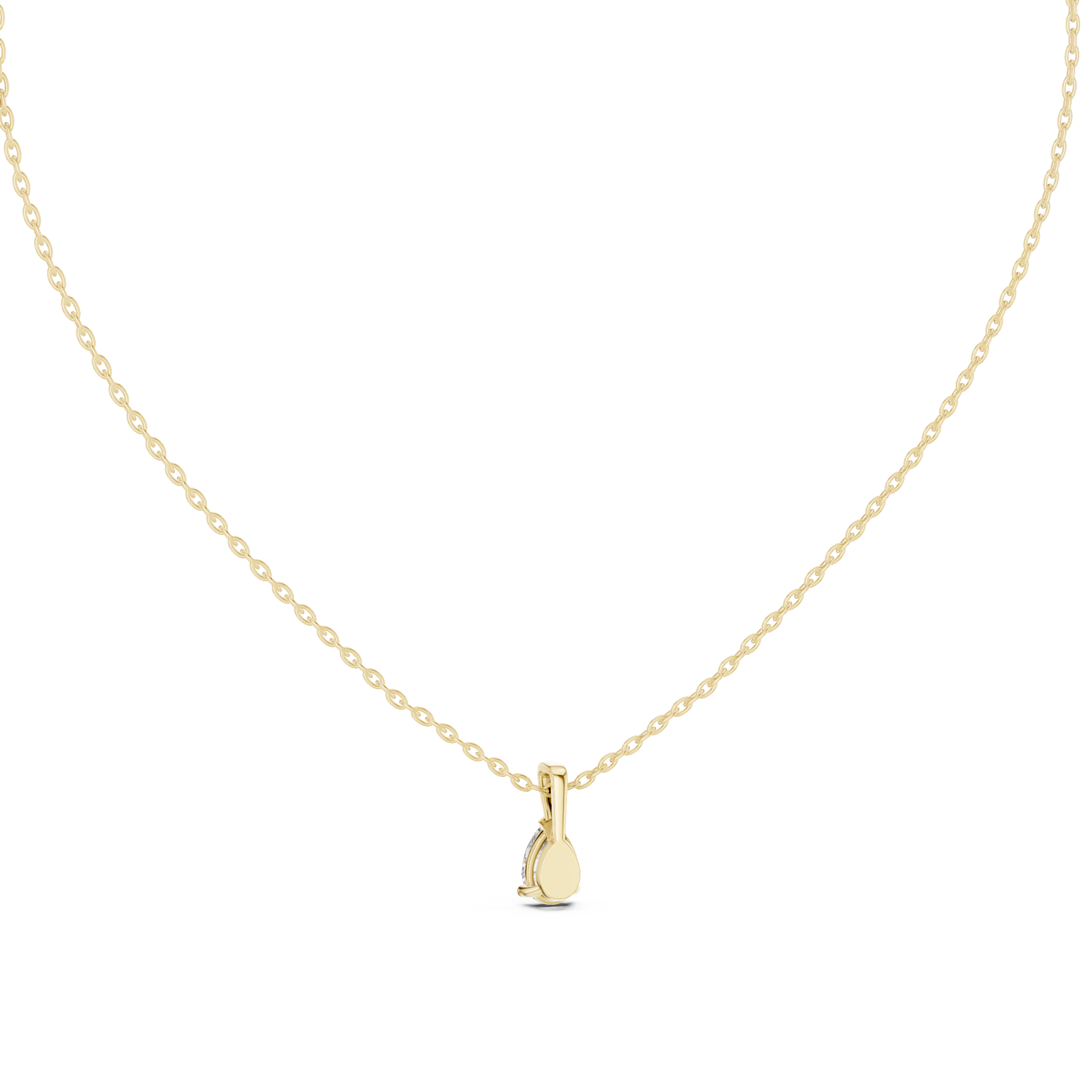 Pear Cut Solitaire Pendant Necklace – Minimal Teardrop Diamond Necklace in Gold