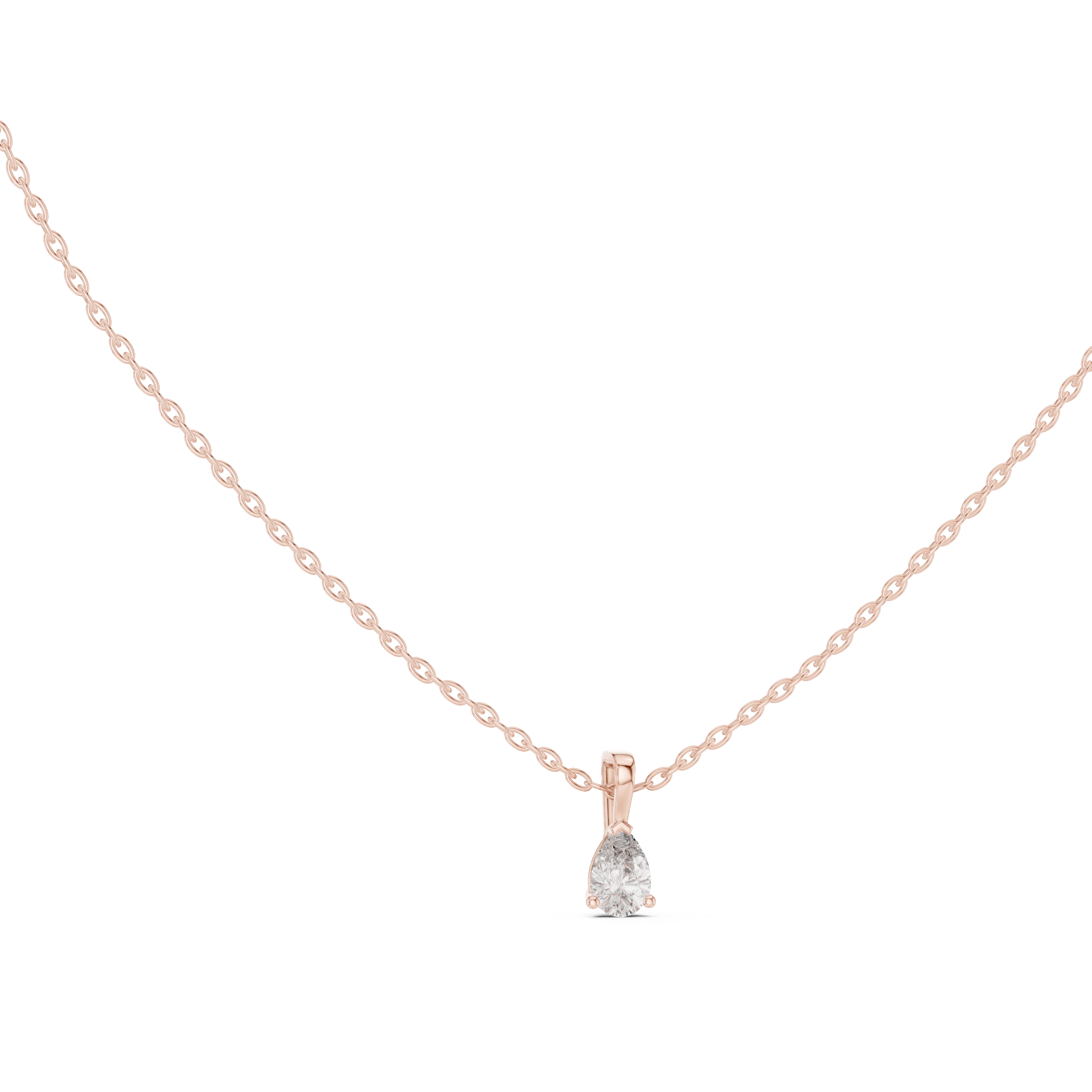 Minimal Pear Cut Solitaire Pendant Necklace – Dainty Teardrop Diamond Necklace