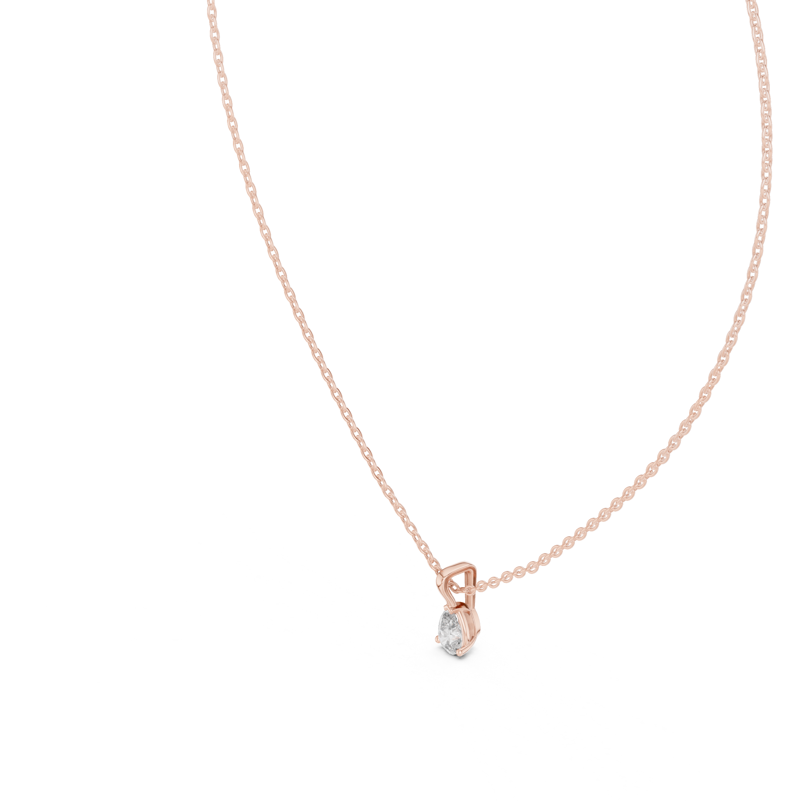 Minimal Pear Cut Solitaire Pendant Necklace – Dainty Teardrop Diamond Necklace
