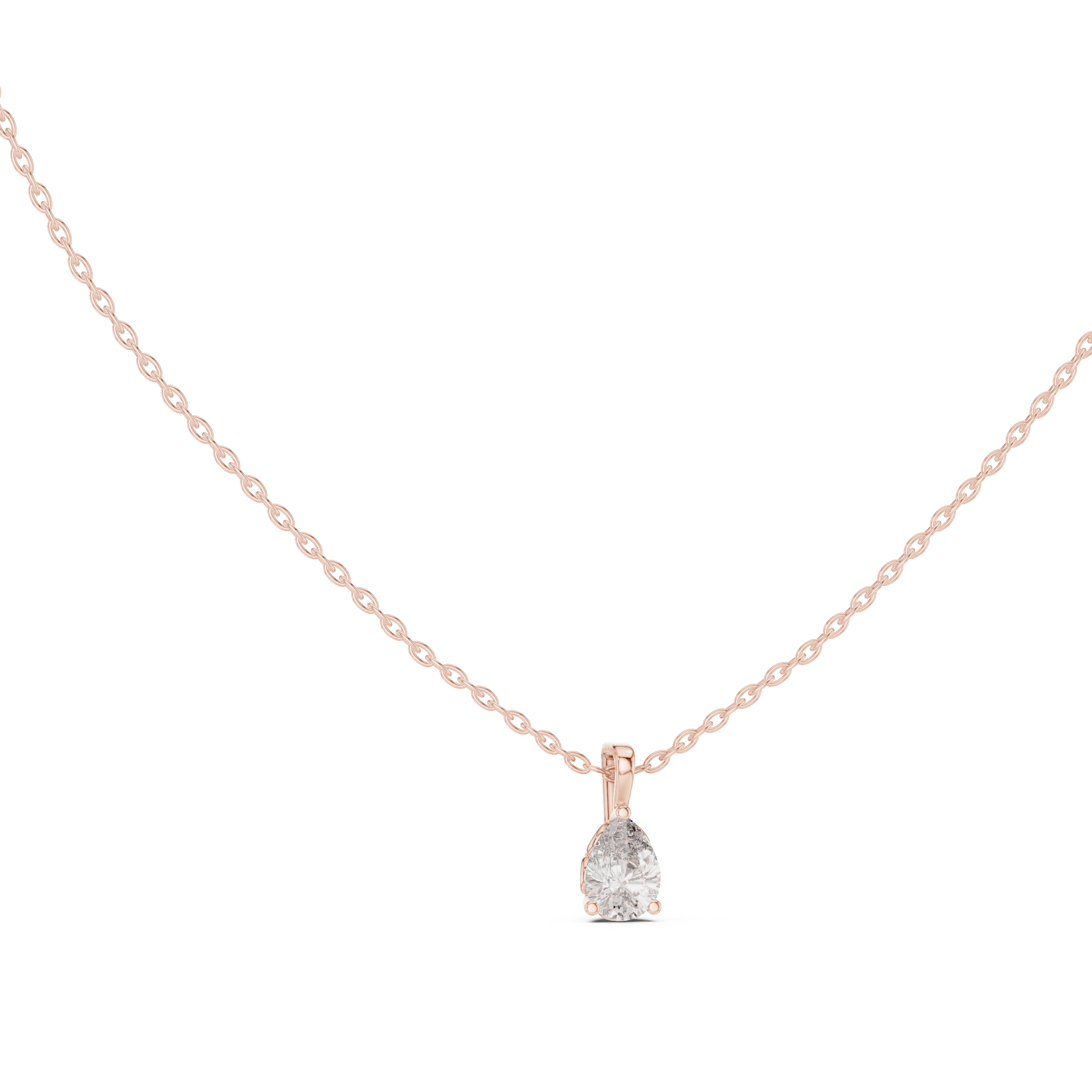 Pear Cut Diamond Solitaire Pendant Necklace (Large Size)