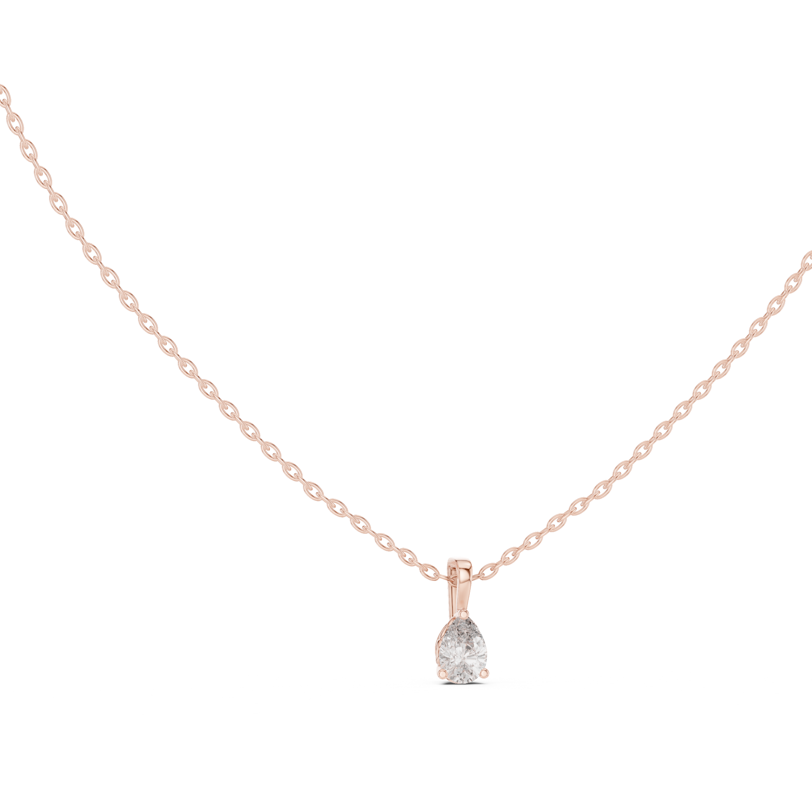 Pear Cut Solitaire Diamond Pendant Necklace