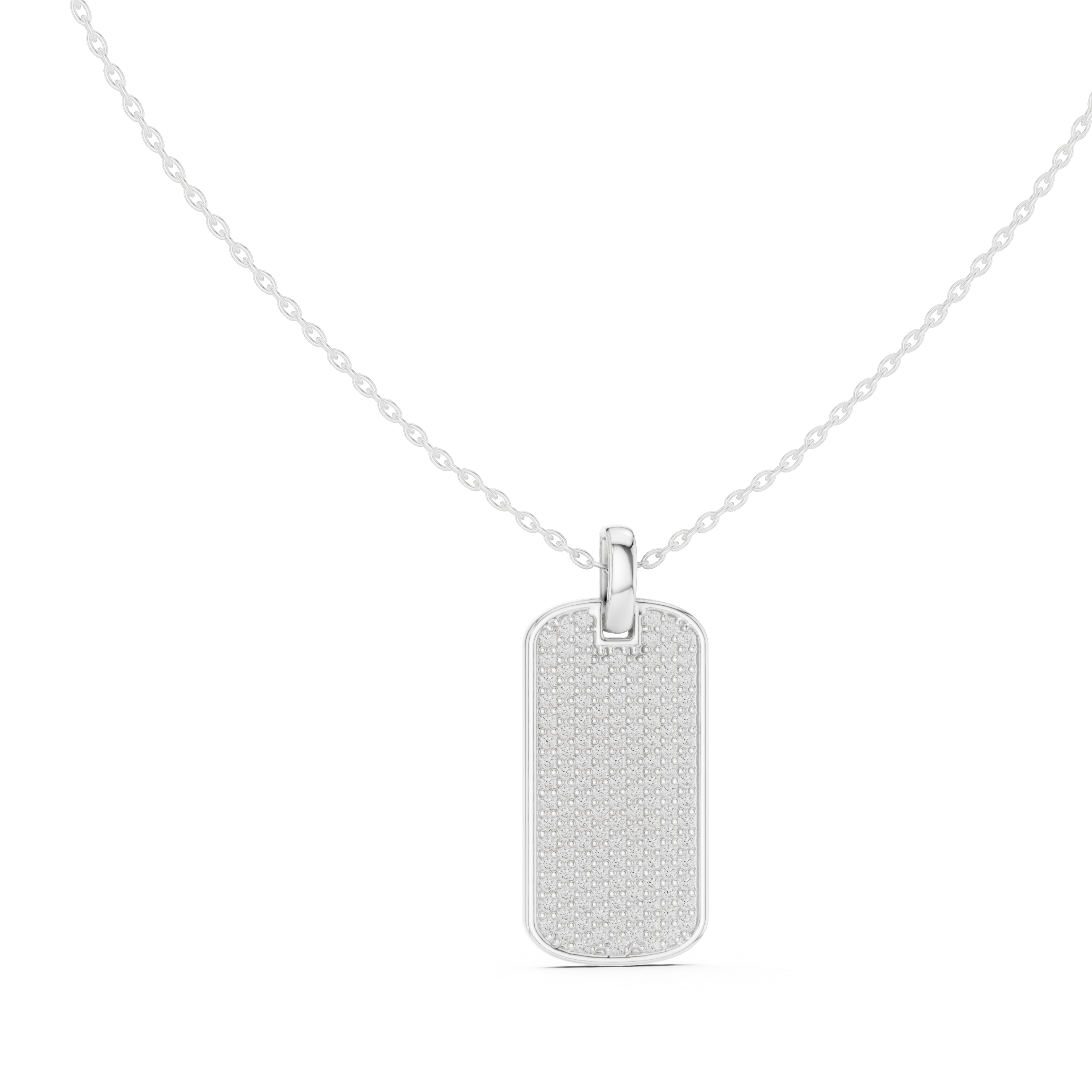 Pavé Diamond Dog Tag Pendant Necklace
