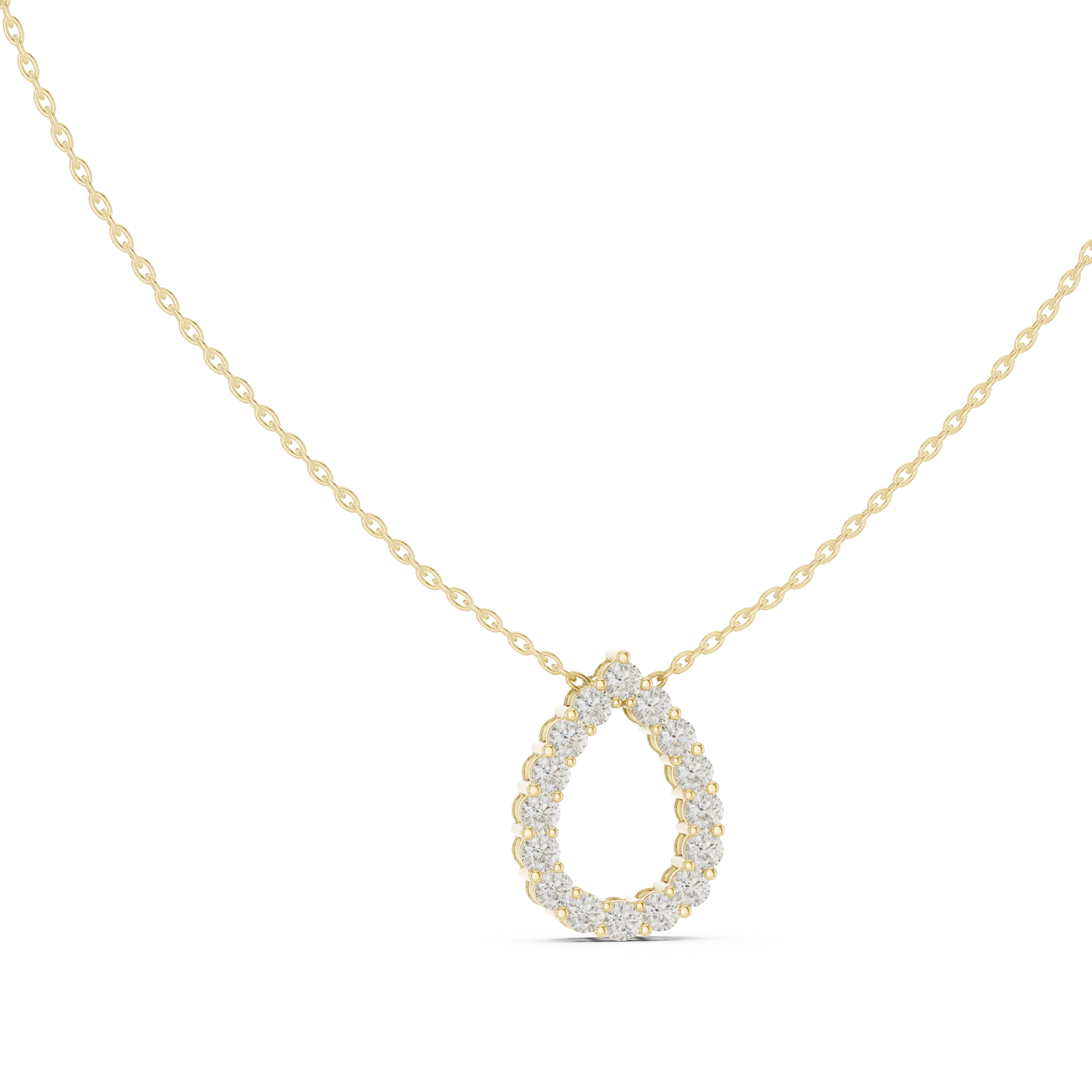 Diamond Teardrop Halo Pendant Necklace