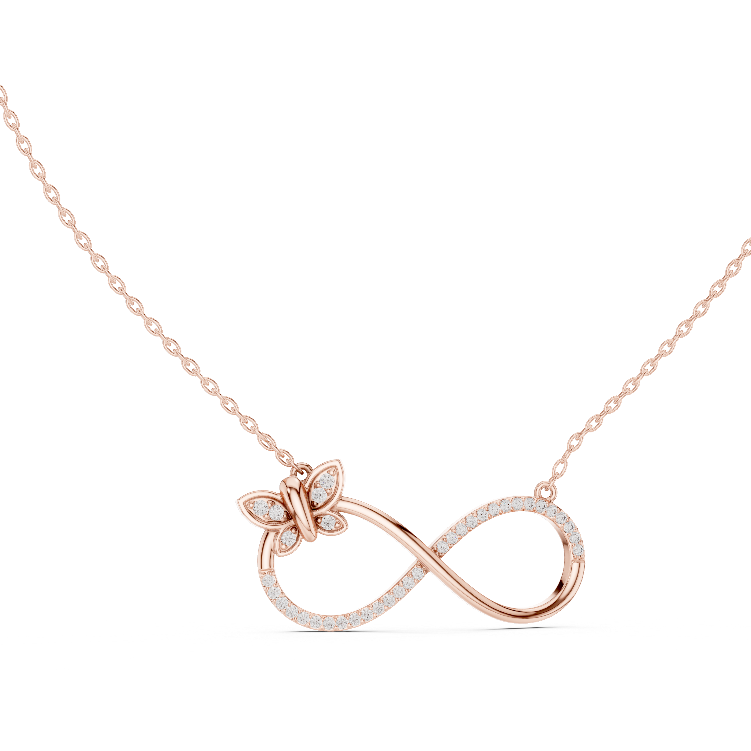 Butterfly Infinity Diamond Necklace – Elegant Symbol of Eternal Love