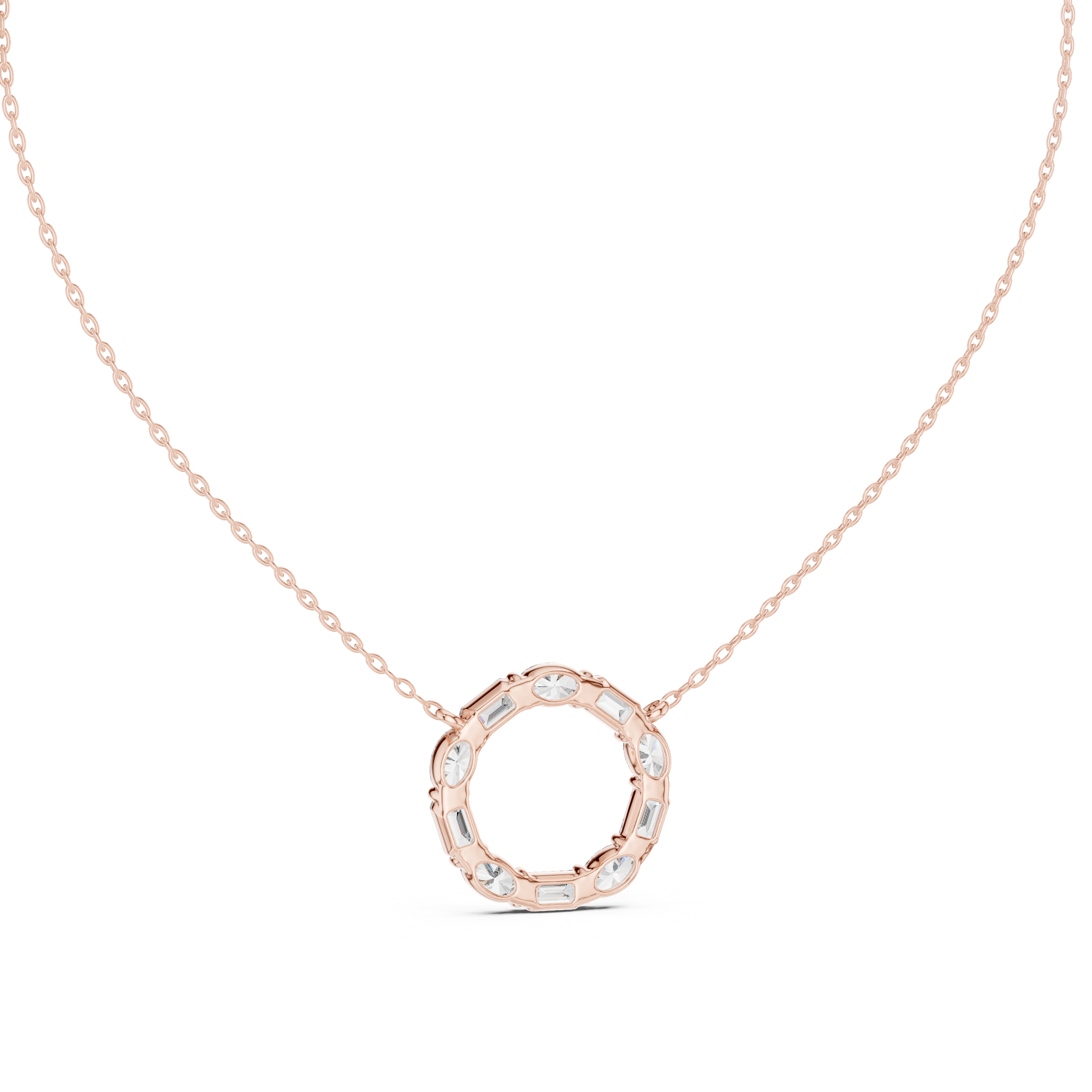 Mixed Shape Diamond Circle Pendant Necklace – Modern Eternity Design