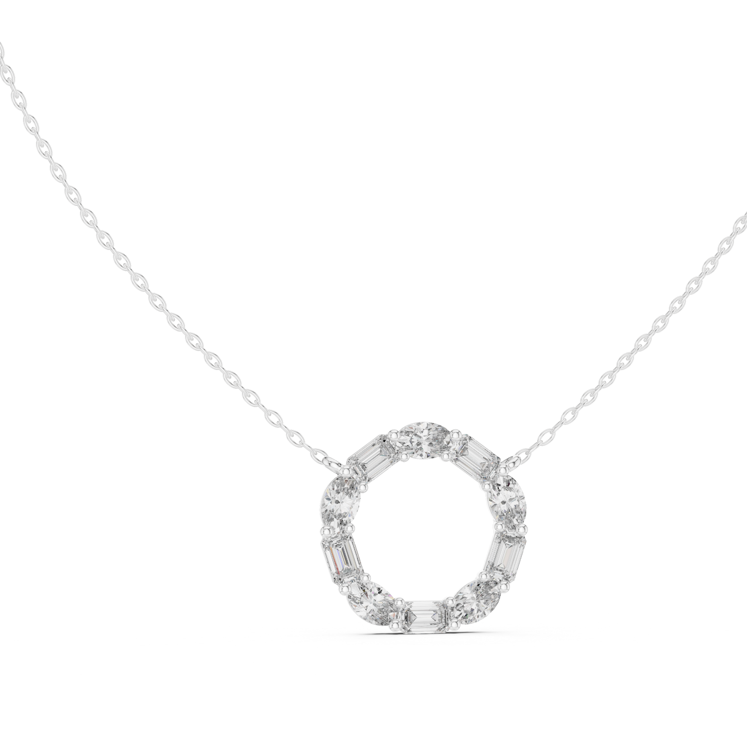 Mixed Shape Diamond Circle Pendant Necklace – Modern Eternity Design