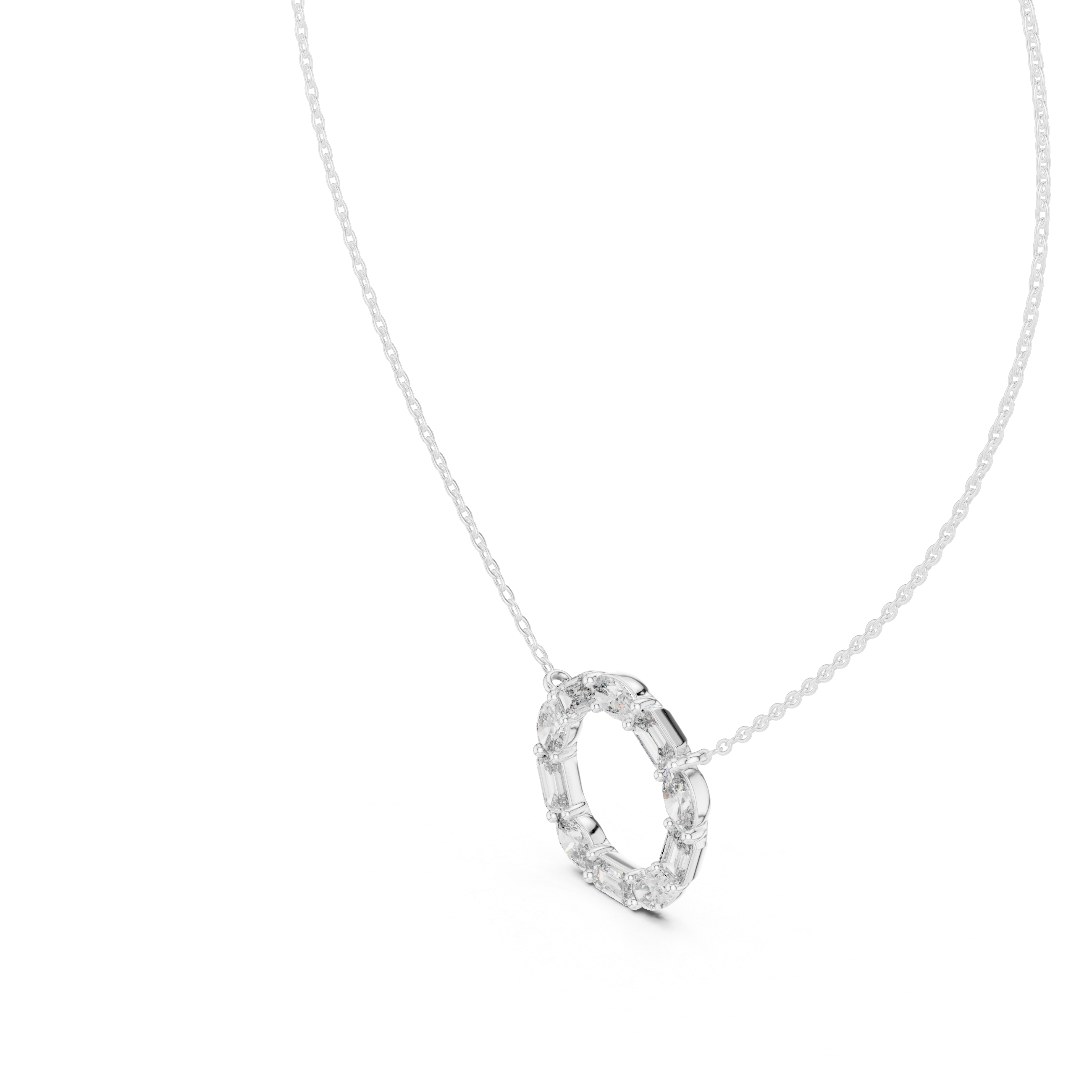 Mixed Shape Diamond Circle Pendant Necklace – Modern Eternity Design