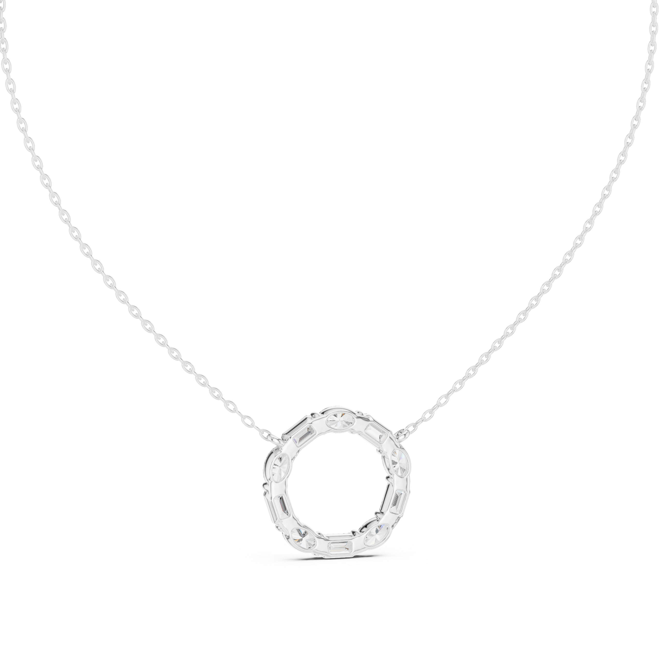 Mixed Shape Diamond Circle Pendant Necklace – Modern Eternity Design