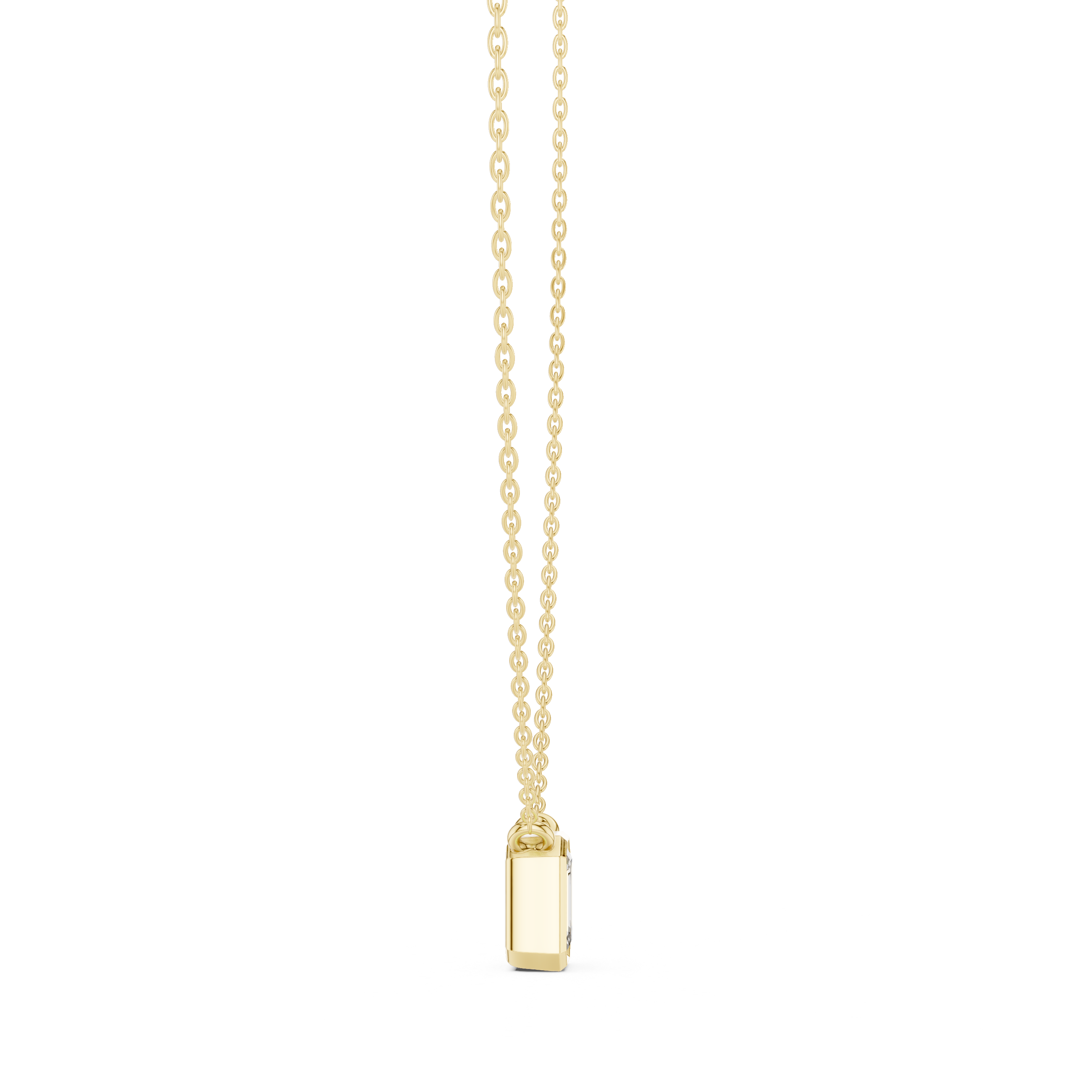 Petite Emerald Cut Bezel Solitaire Necklace